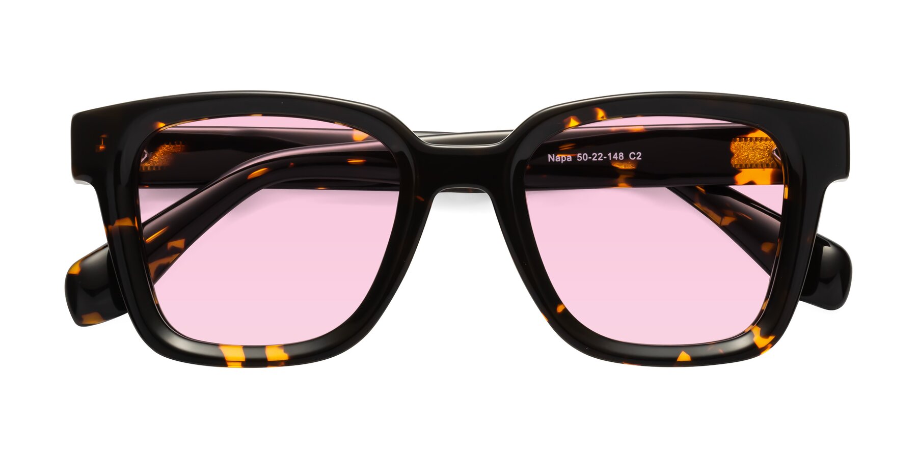 Folded Front of Napa in Tortoise with Light Pink Tinted Lenses