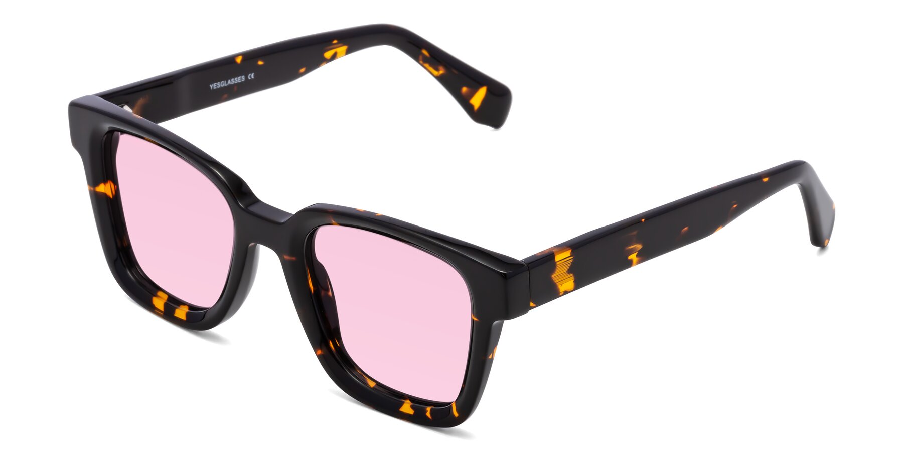 Angle of Napa in Tortoise with Light Pink Tinted Lenses