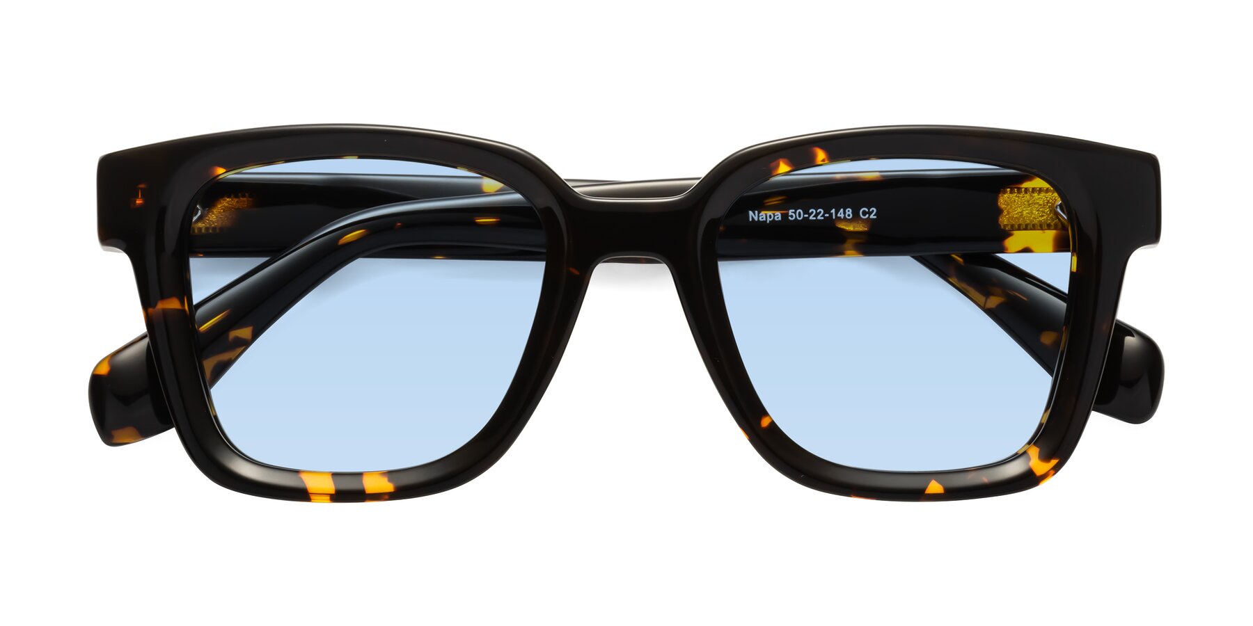Folded Front of Napa in Tortoise with Light Blue Tinted Lenses