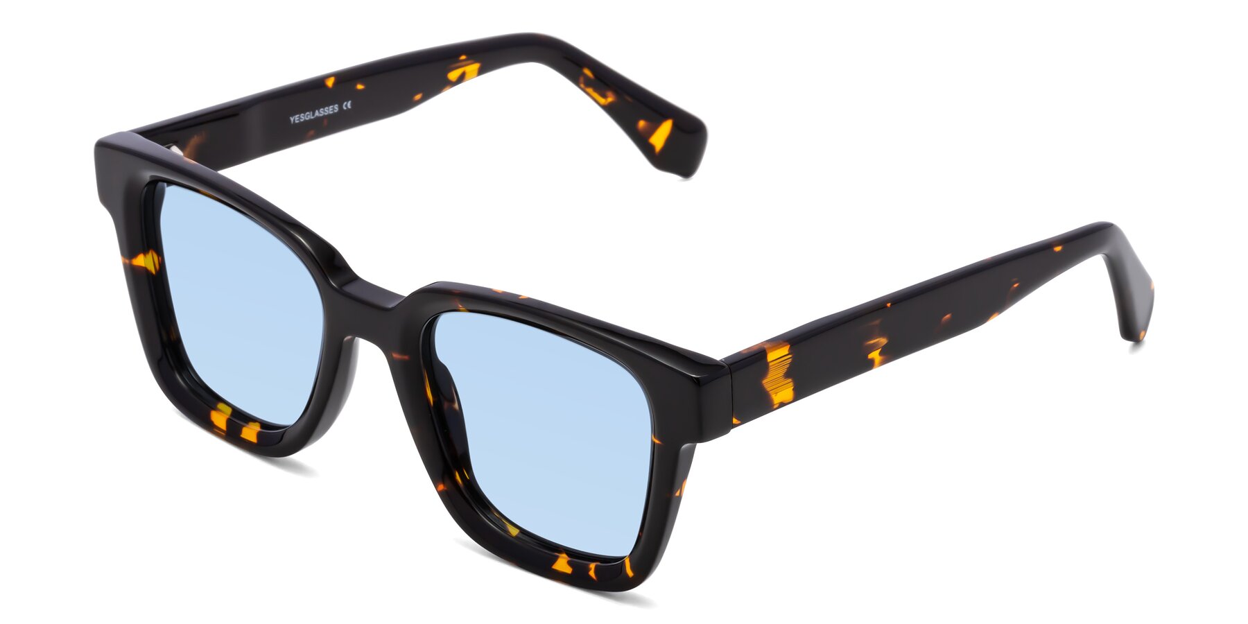 Angle of Napa in Tortoise with Light Blue Tinted Lenses