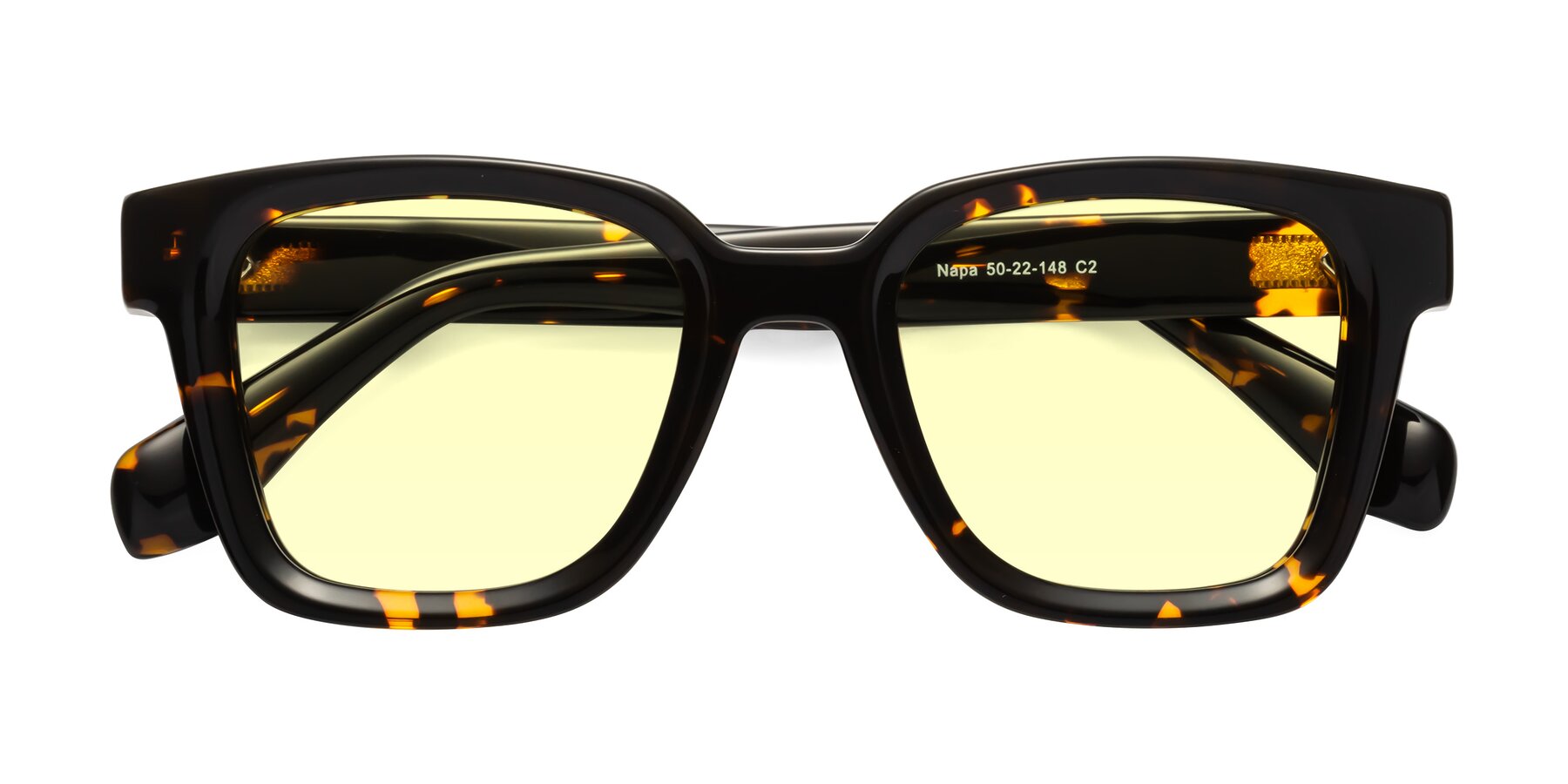 Folded Front of Napa in Tortoise with Light Yellow Tinted Lenses