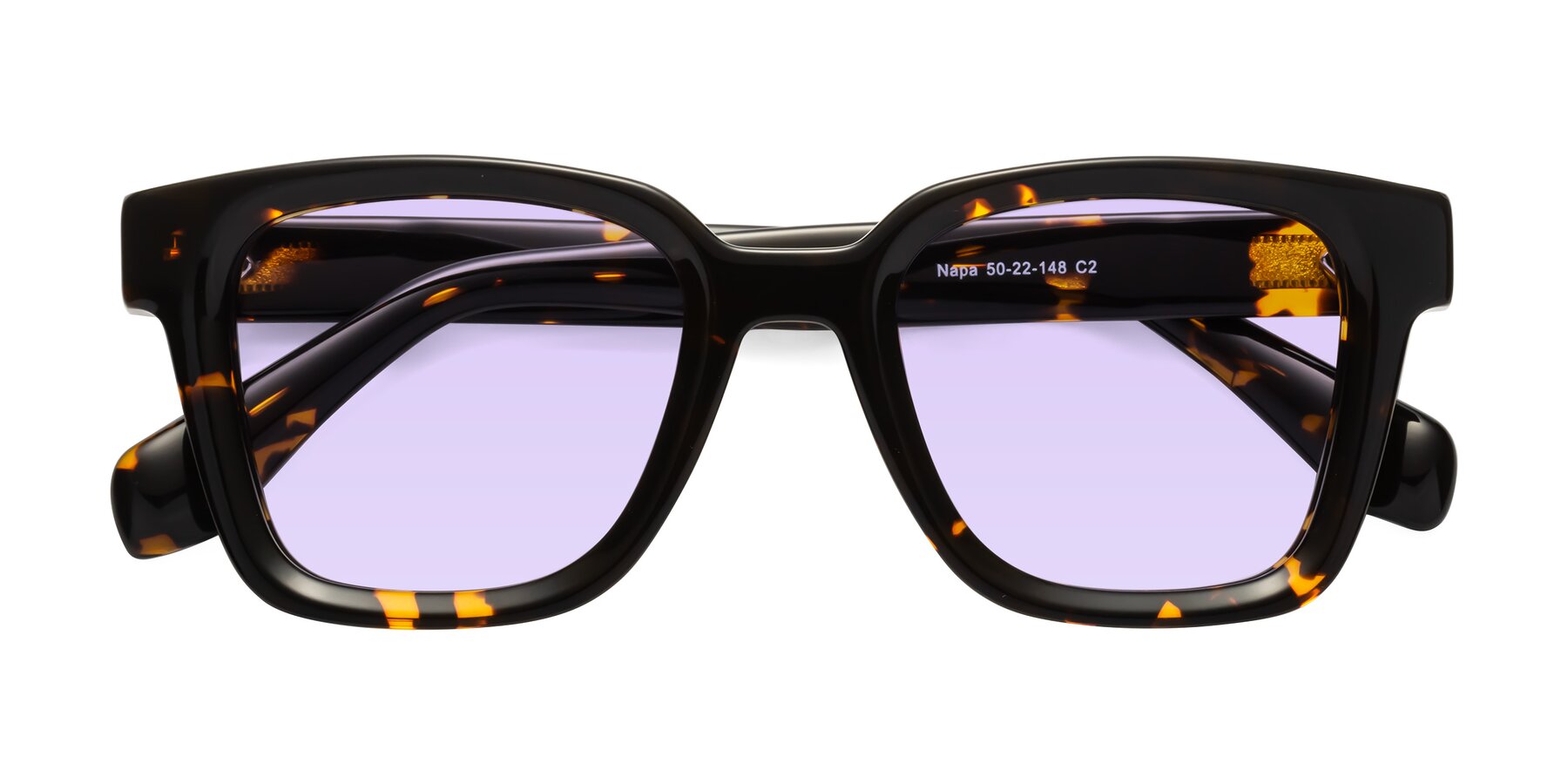 Folded Front of Napa in Tortoise with Light Purple Tinted Lenses