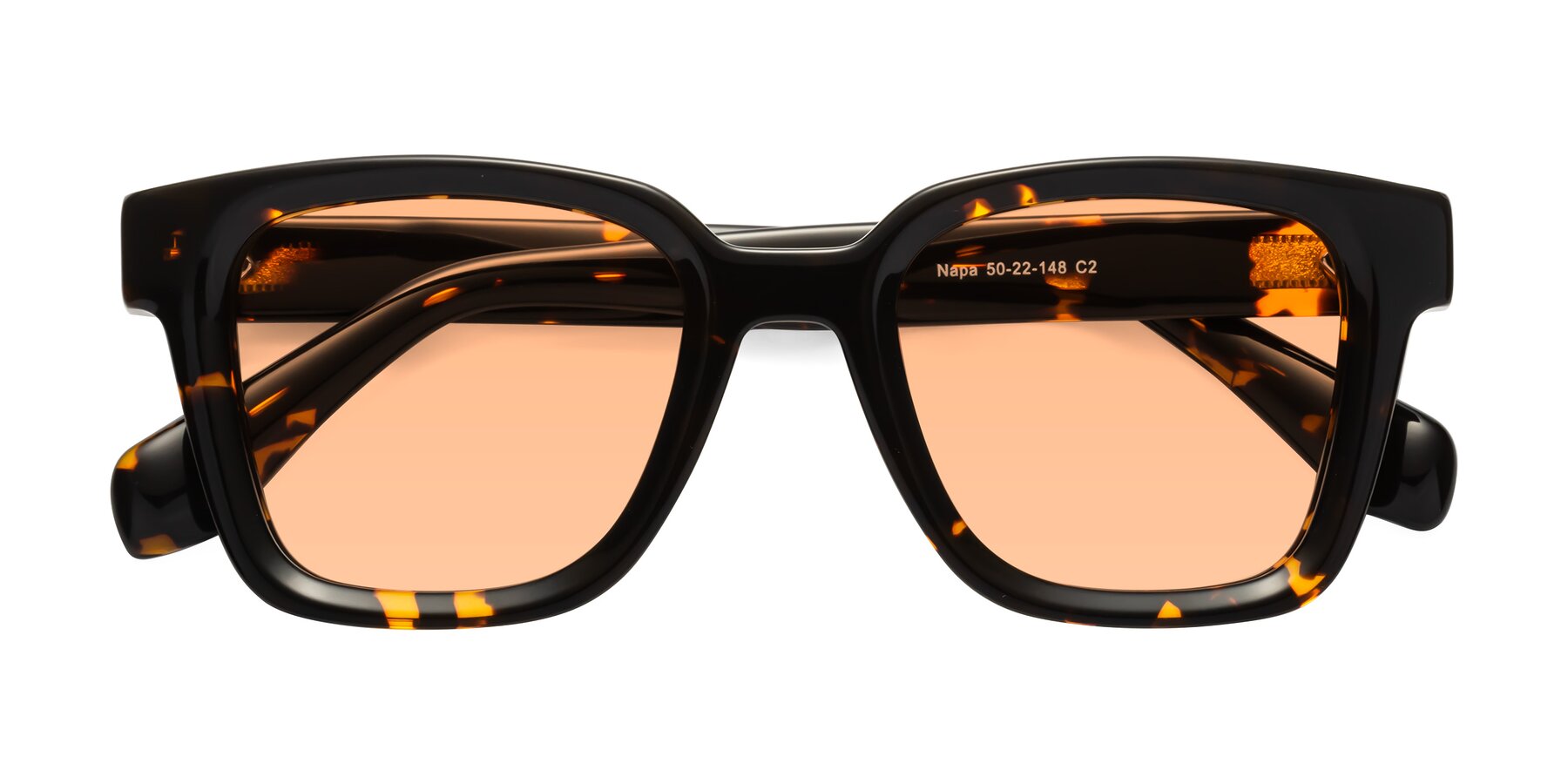 Folded Front of Napa in Tortoise with Light Orange Tinted Lenses