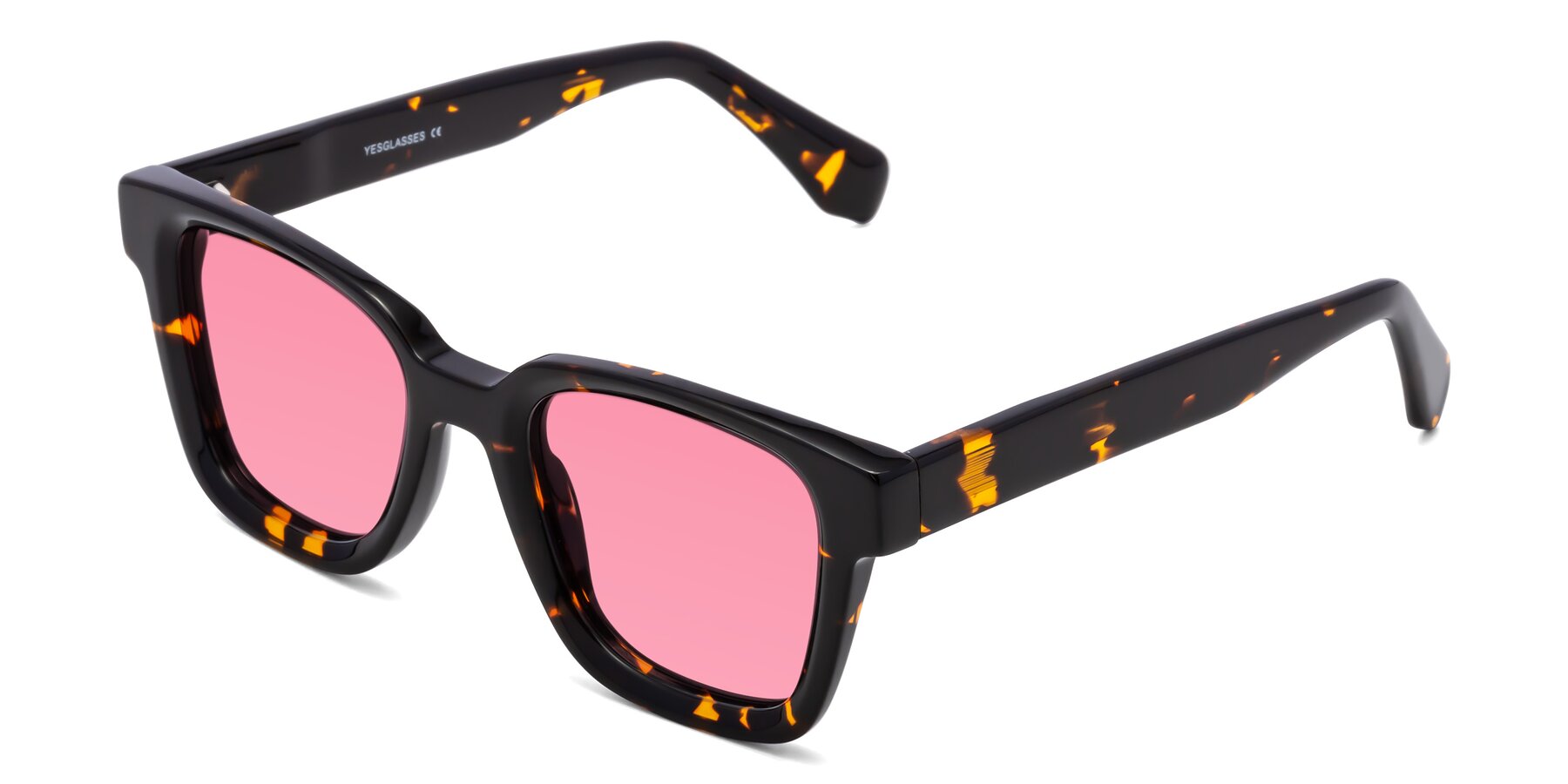 Angle of Napa in Tortoise with Pink Tinted Lenses