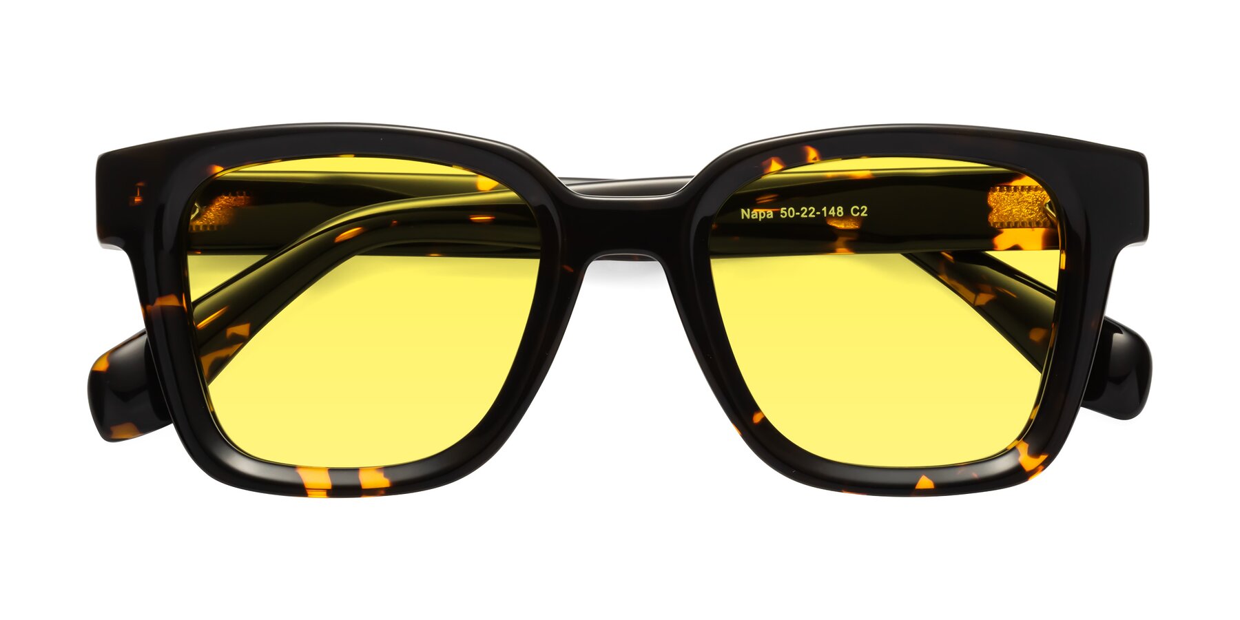 Folded Front of Napa in Tortoise with Medium Yellow Tinted Lenses
