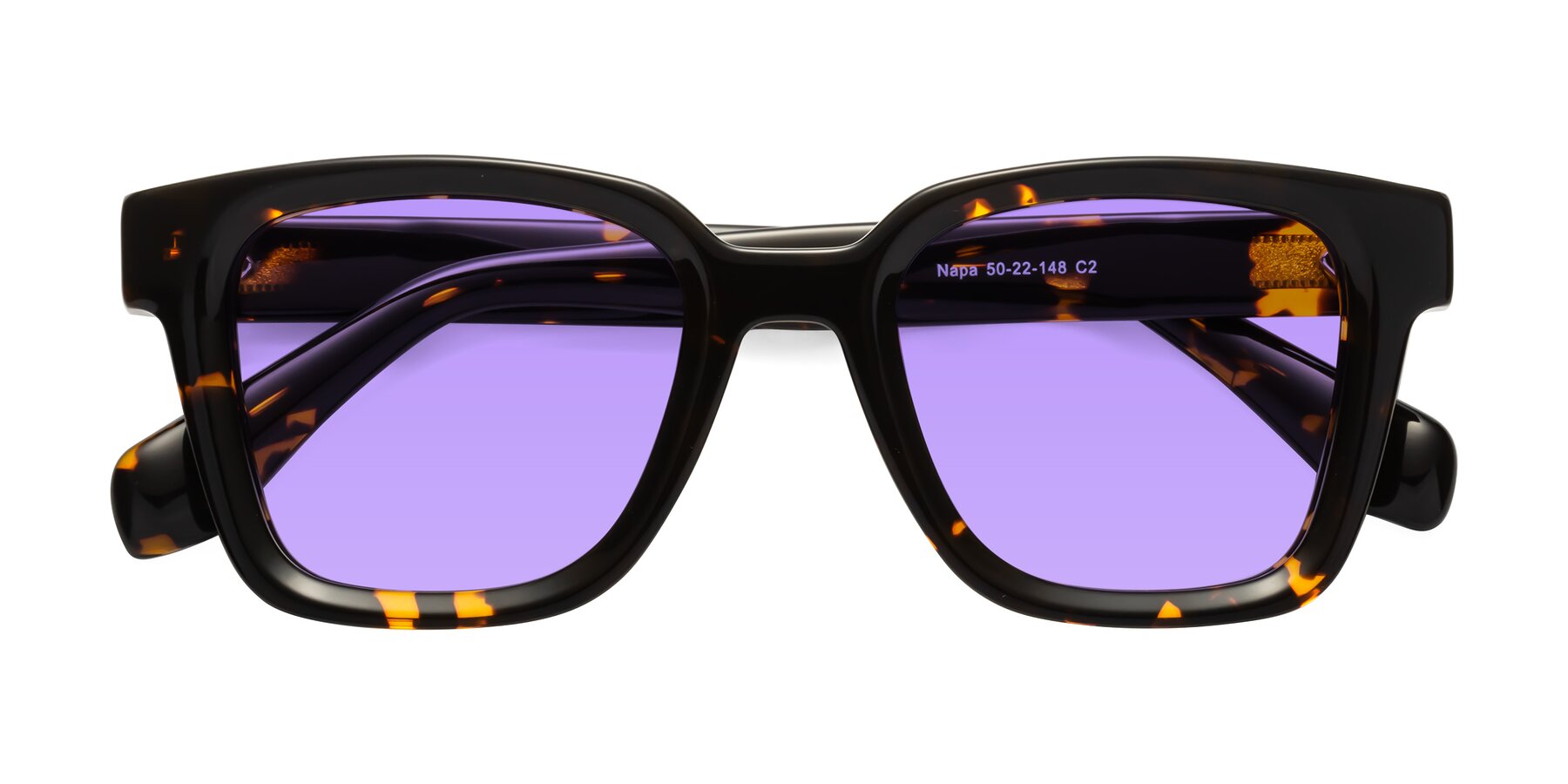 Folded Front of Napa in Tortoise with Medium Purple Tinted Lenses
