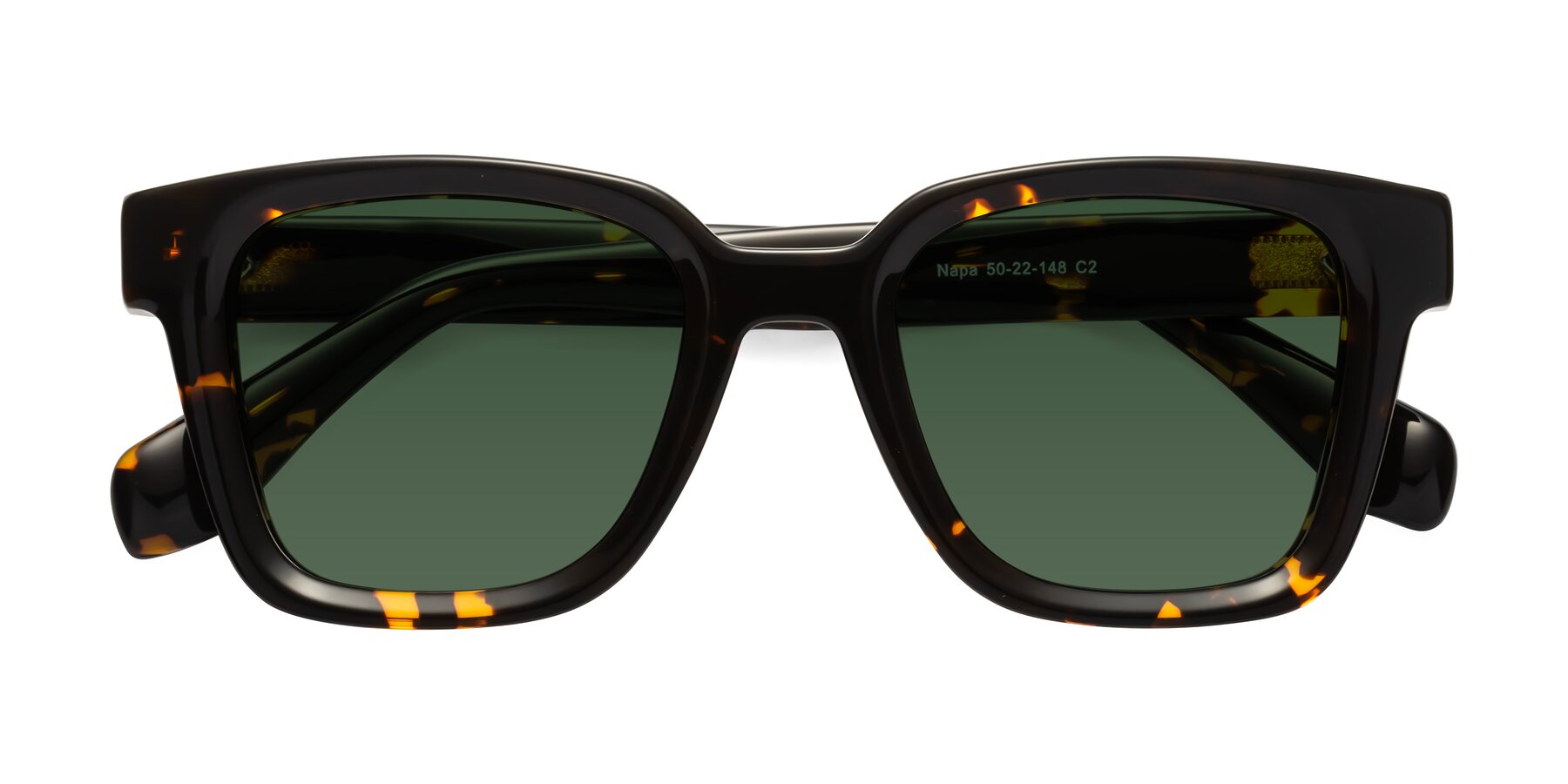 Folded Front of Napa in Tortoise with Green Tinted Lenses