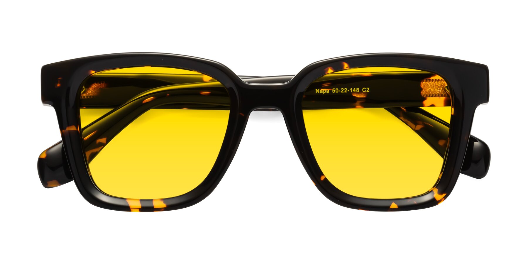 Folded Front of Napa in Tortoise with Yellow Tinted Lenses