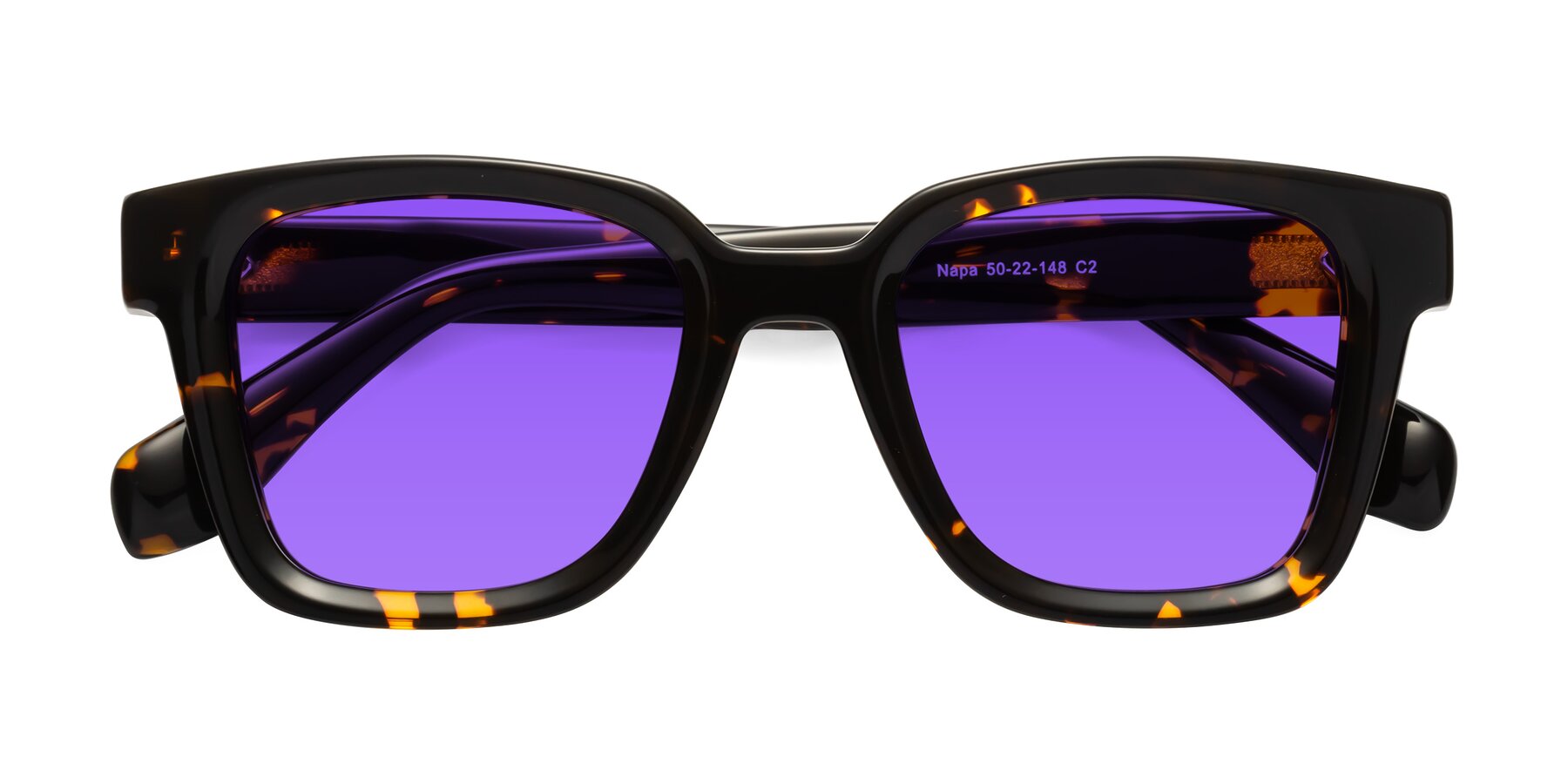 Folded Front of Napa in Tortoise with Purple Tinted Lenses