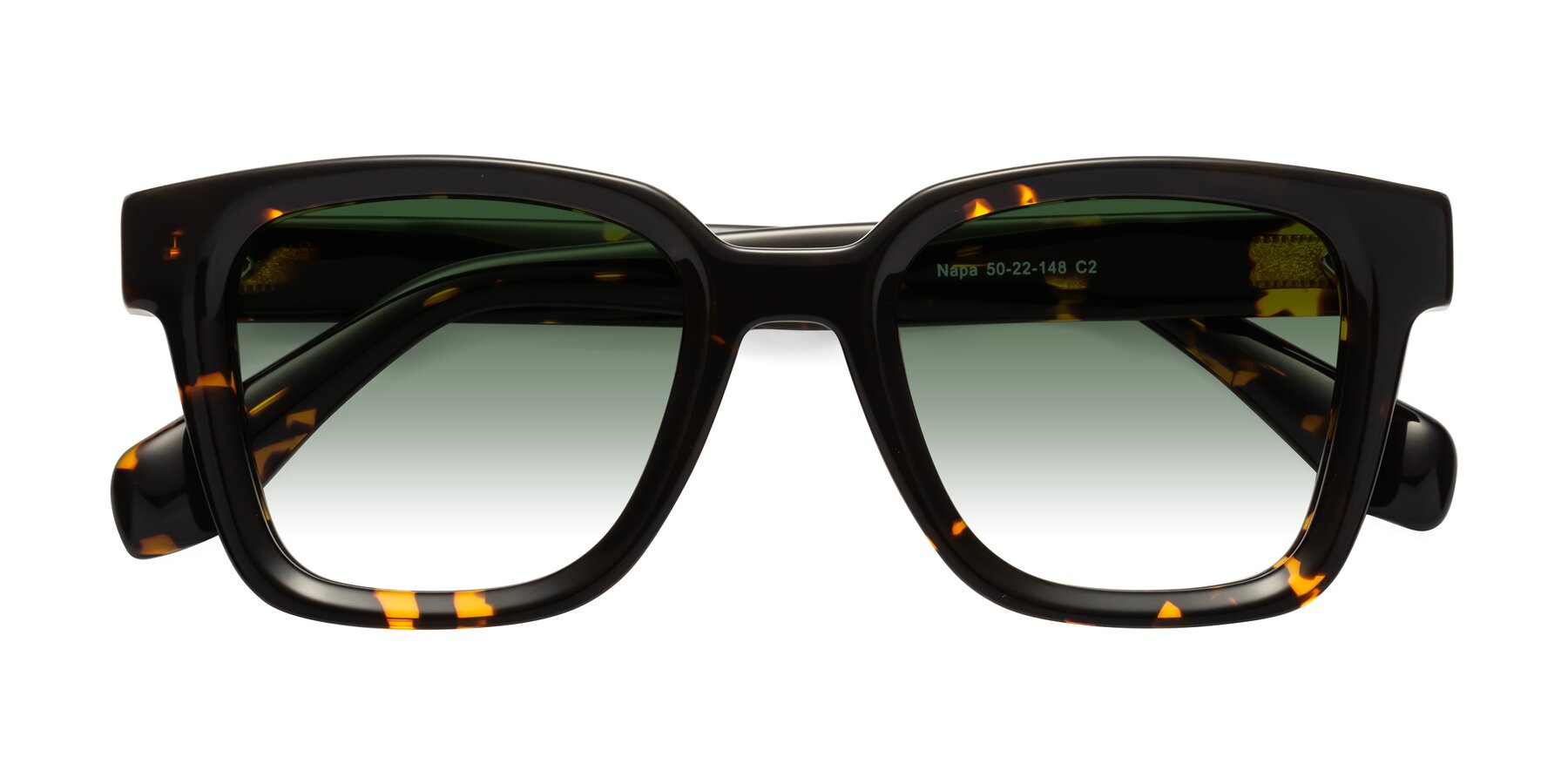 Folded Front of Napa in Tortoise with Green Gradient Lenses