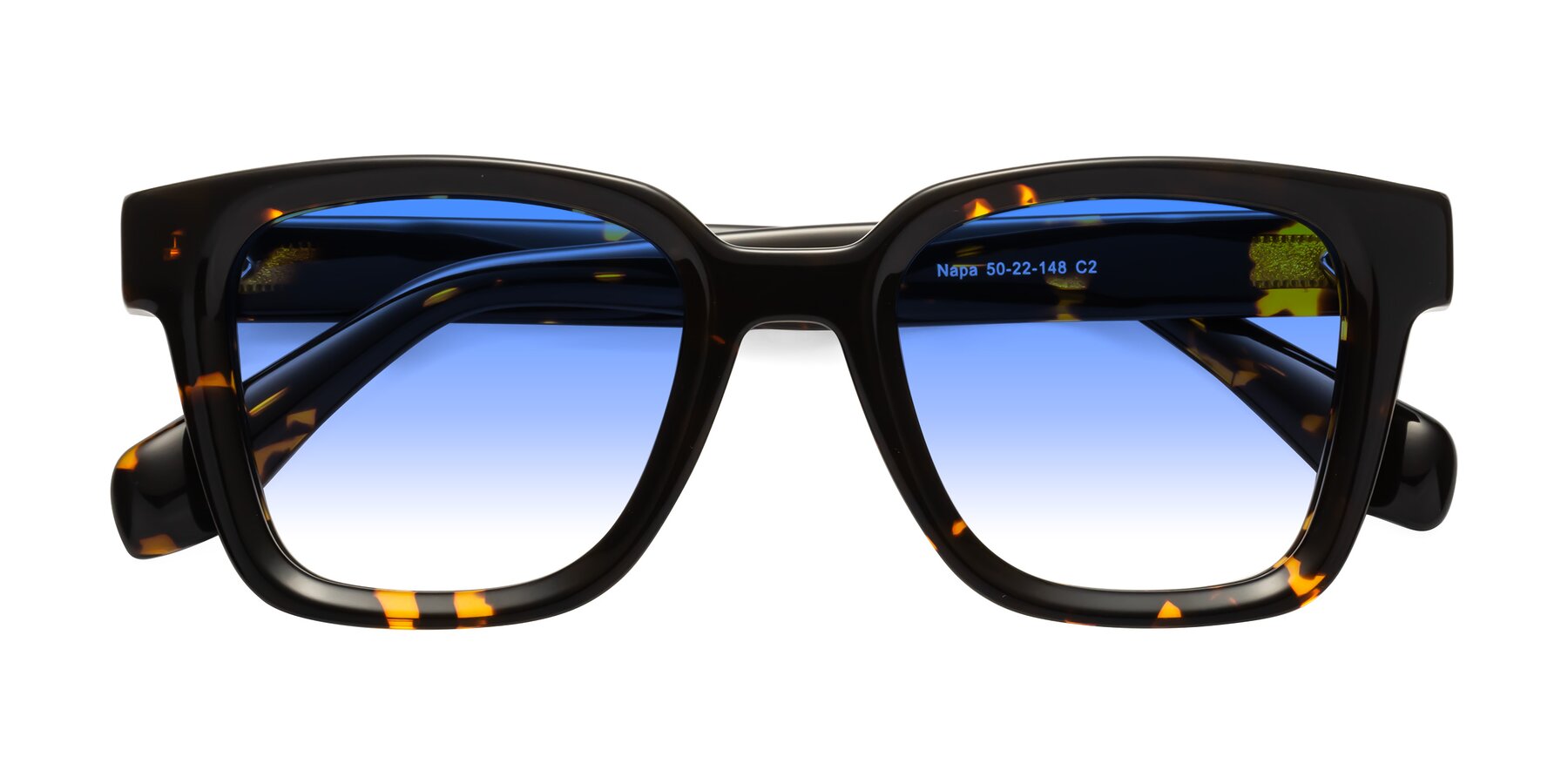 Folded Front of Napa in Tortoise with Blue Gradient Lenses