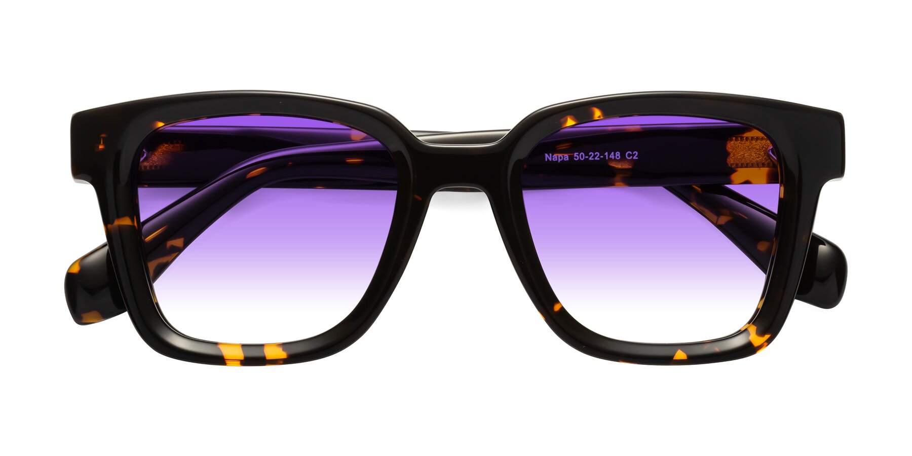Folded Front of Napa in Tortoise with Purple Gradient Lenses