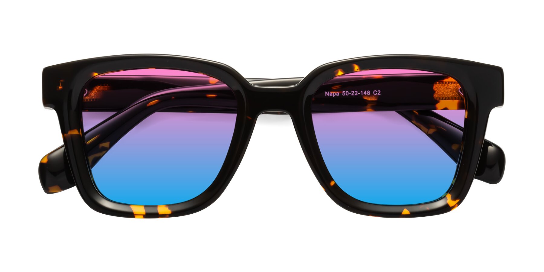 Folded Front of Napa in Tortoise with Pink / Blue Gradient Lenses