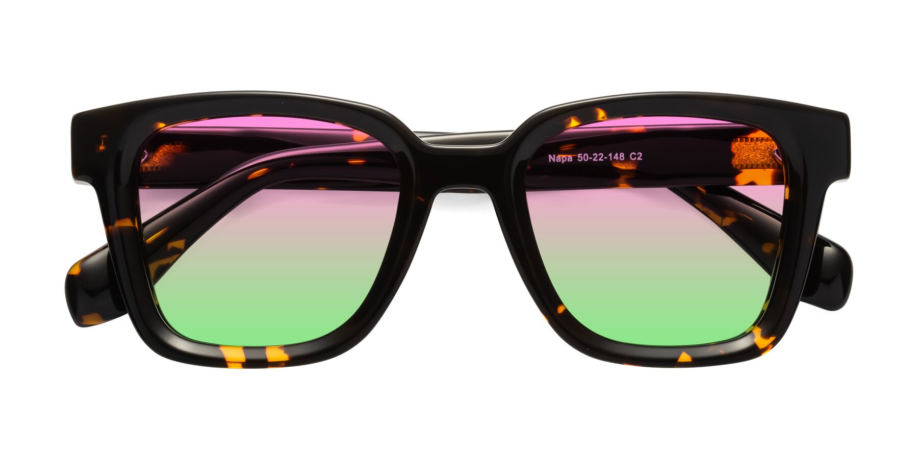 Folded Front of Napa in Tortoise with Pink / Green Gradient Lenses