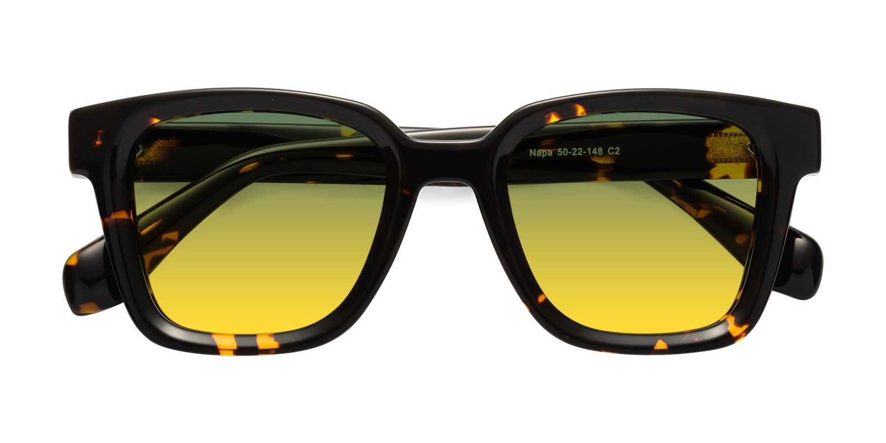 Folded Front of Napa in Tortoise with Green / Yellow Gradient Lenses