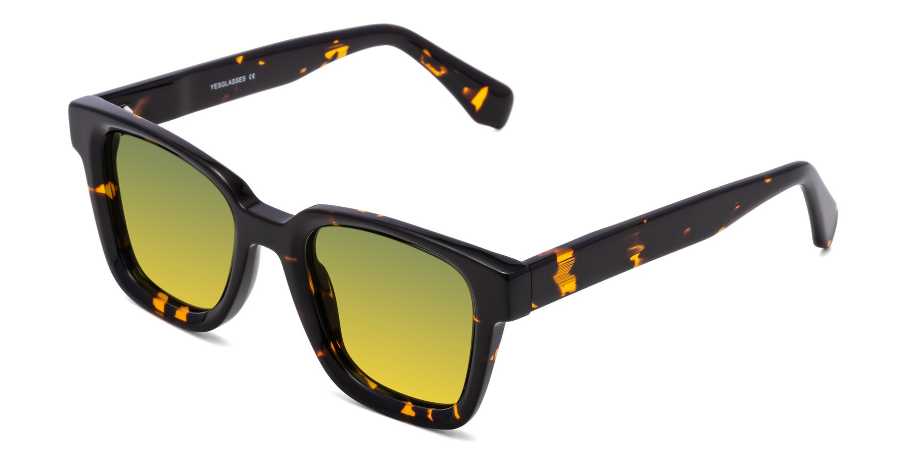 Angle of Napa in Tortoise with Green / Yellow Gradient Lenses