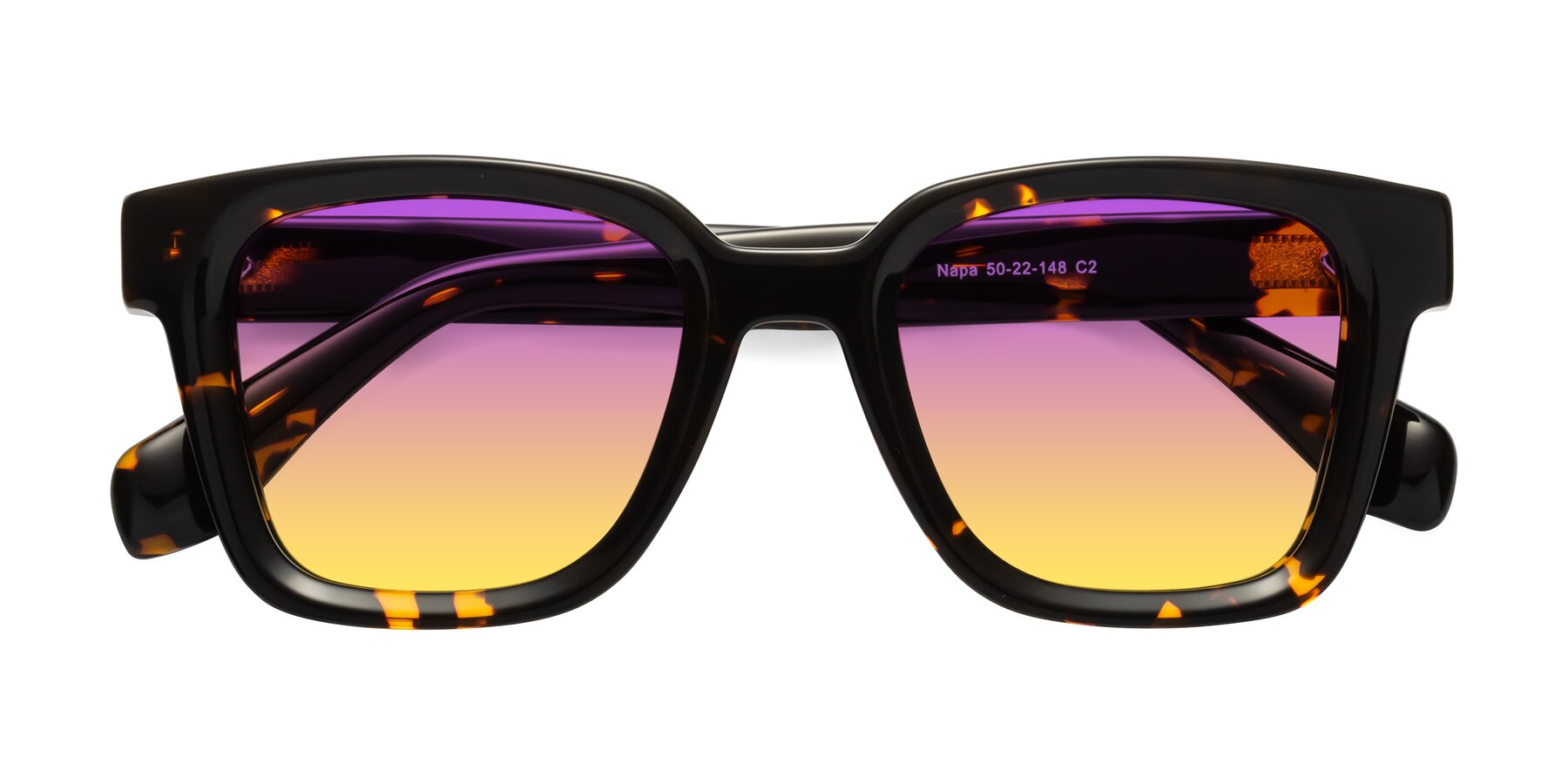 Folded Front of Napa in Tortoise with Purple / Yellow Gradient Lenses