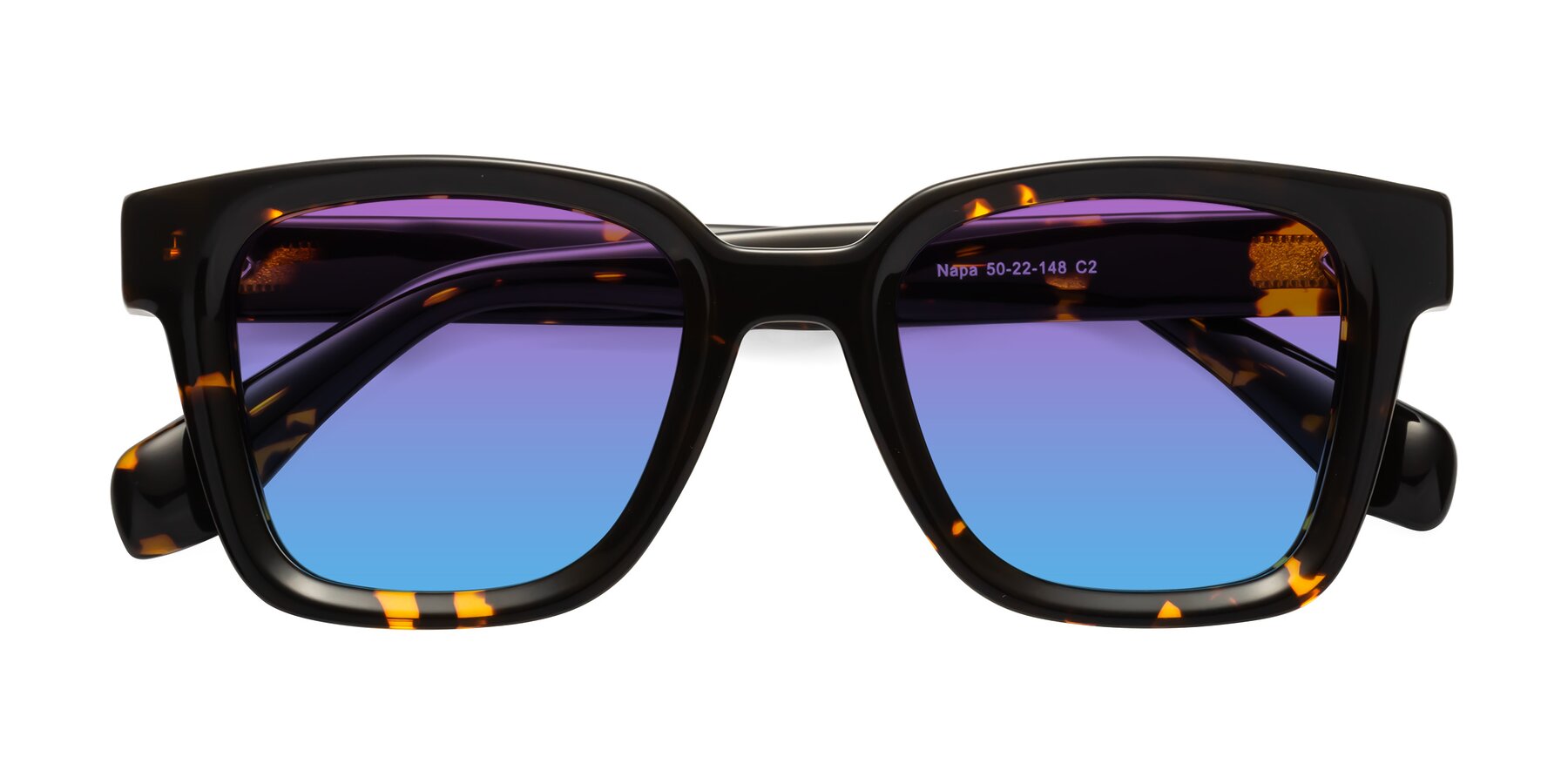 Folded Front of Napa in Tortoise with Purple / Blue Gradient Lenses