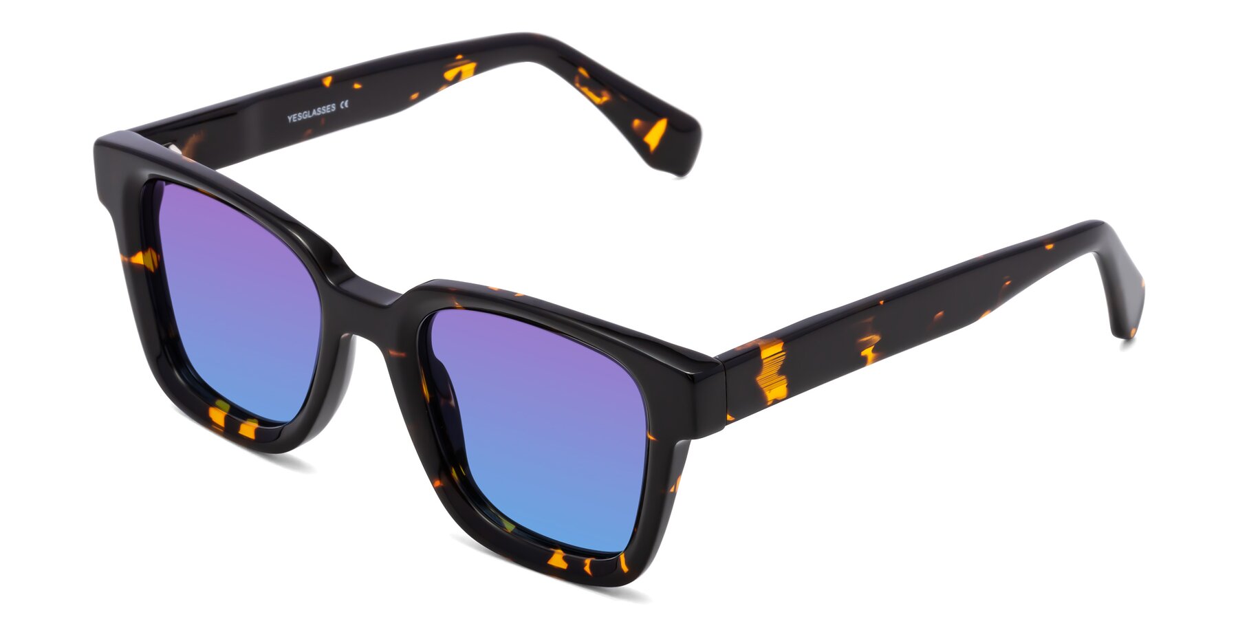 Angle of Napa in Tortoise with Purple / Blue Gradient Lenses