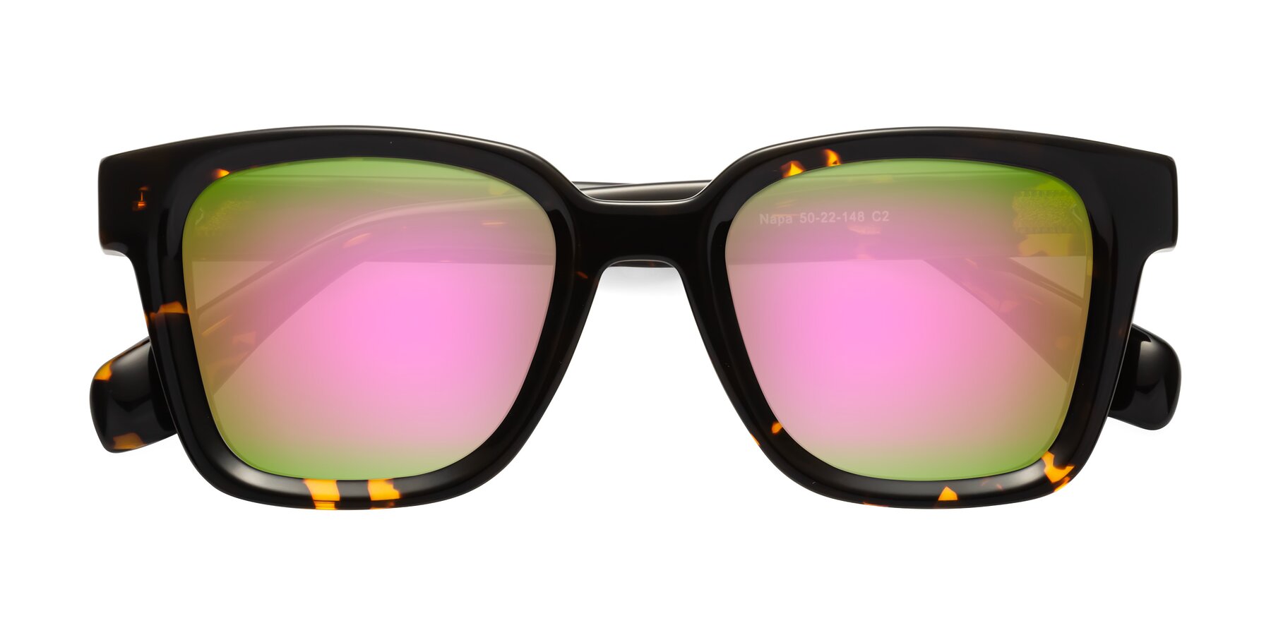 Folded Front of Napa in Tortoise with Pink Mirrored Lenses