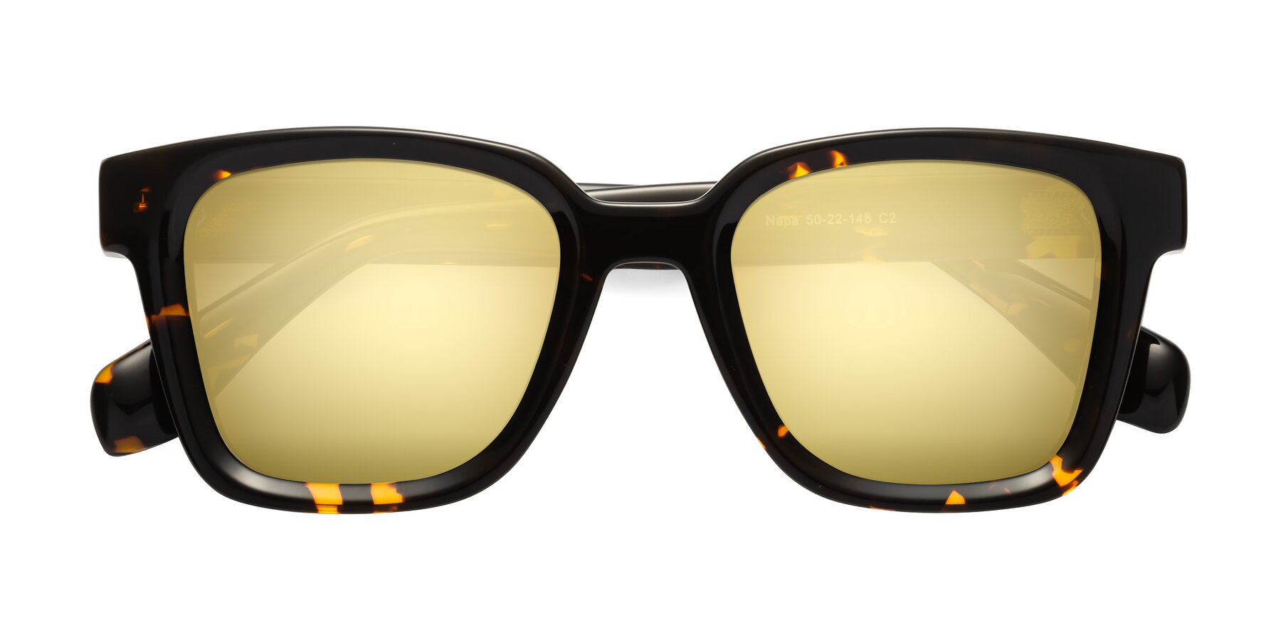 Folded Front of Napa in Tortoise with Gold Mirrored Lenses