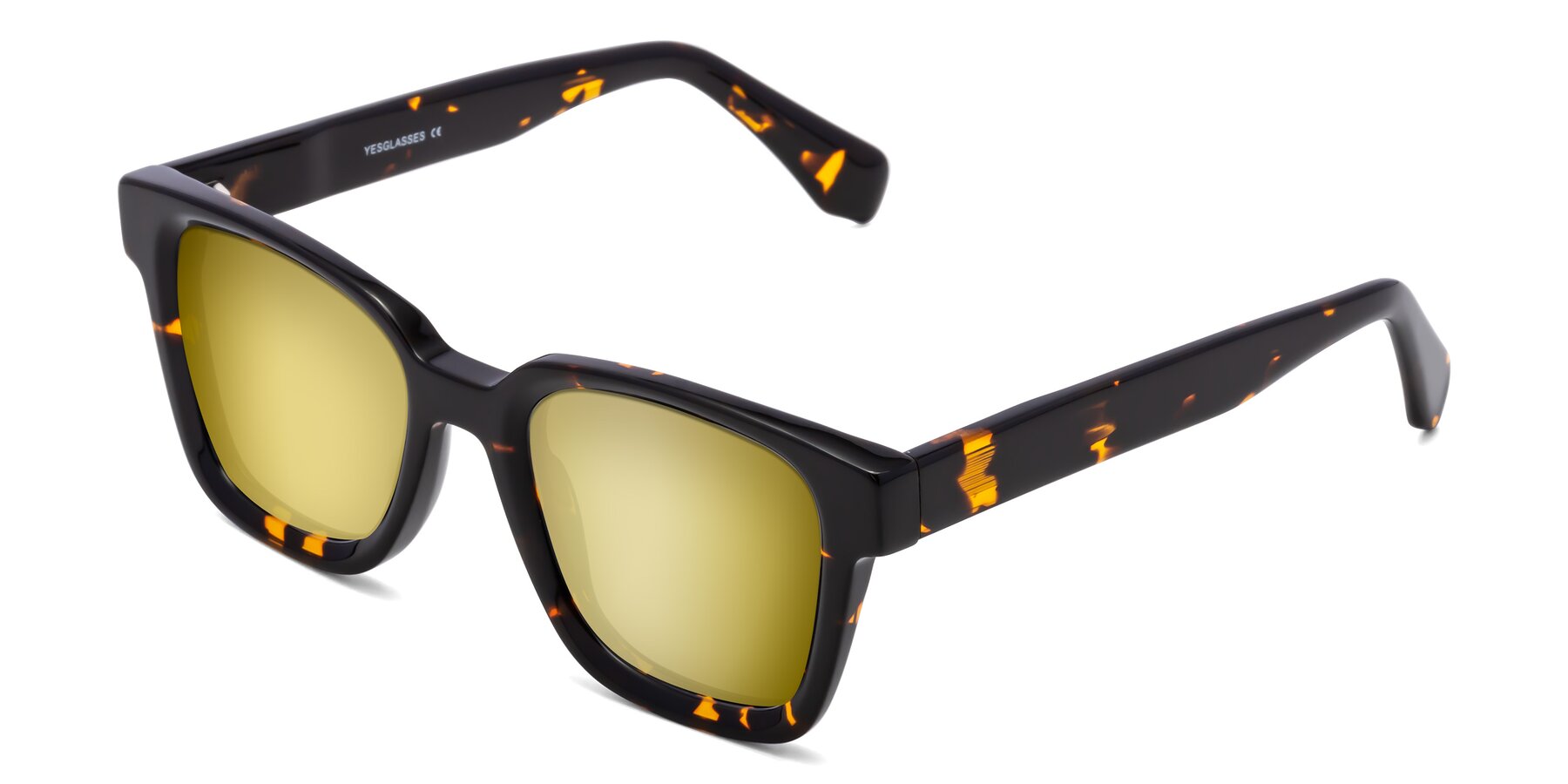 Angle of Napa in Tortoise with Gold Mirrored Lenses
