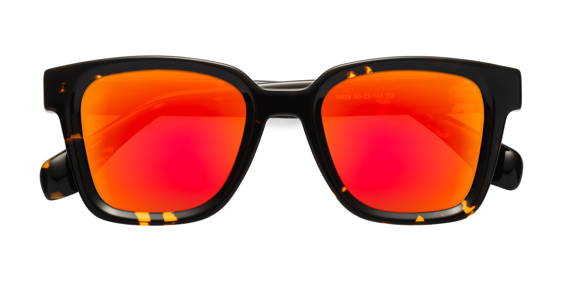 Folded Front of Napa in Tortoise with Red Gold Mirrored Lenses