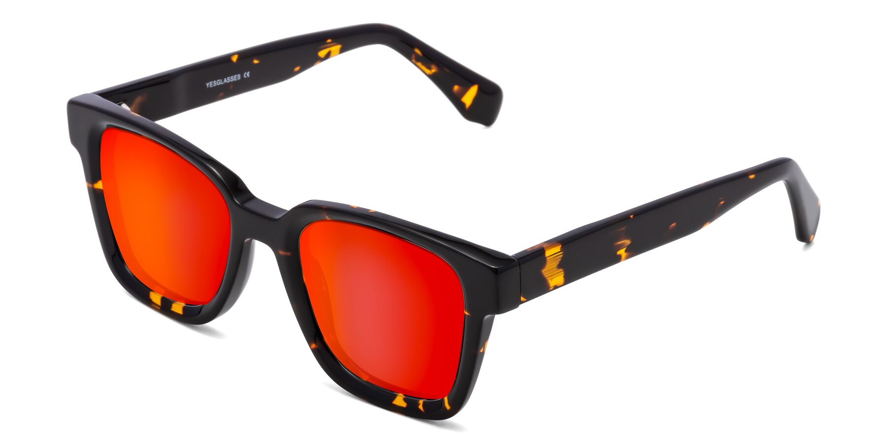 Angle of Napa in Tortoise with Red Gold Mirrored Lenses