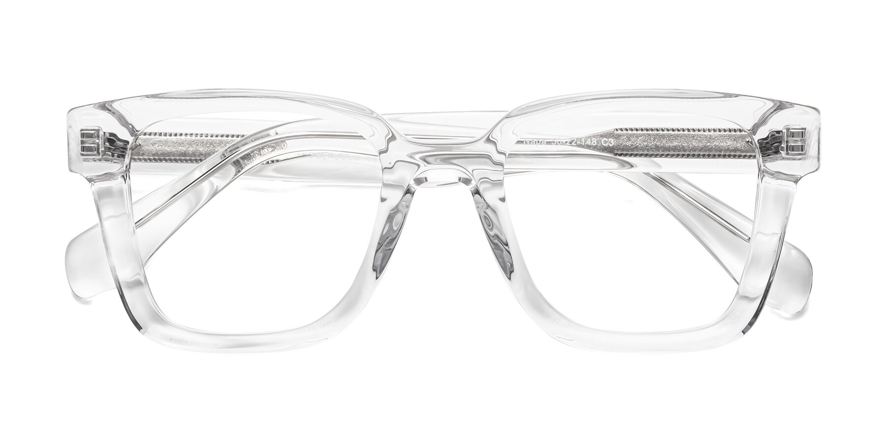 Folded Front of Napa in Clear with Clear Reading Eyeglass Lenses