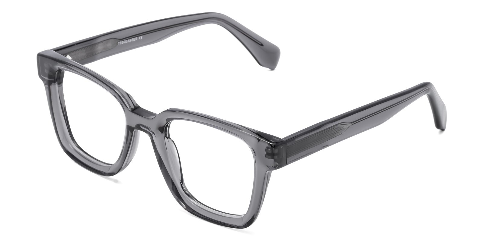 Translucent Gray Hipster Acetate Trapezoid Eyeglasses - Napa