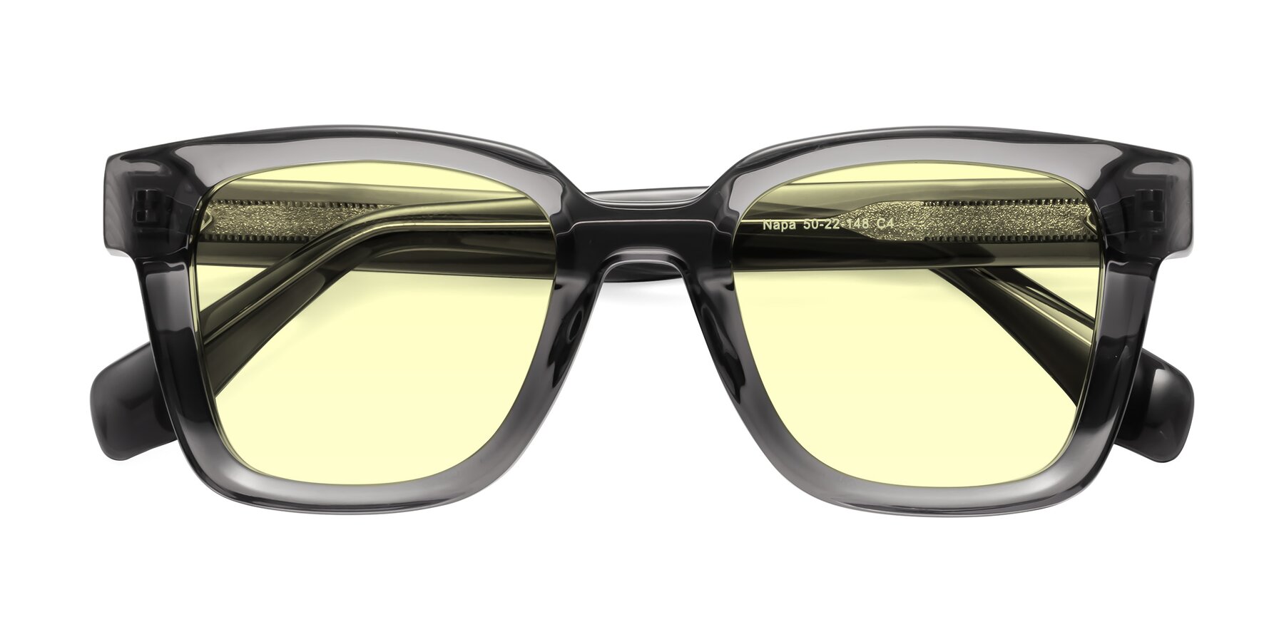 Folded Front of Napa in Translucent Gray with Light Yellow Tinted Lenses