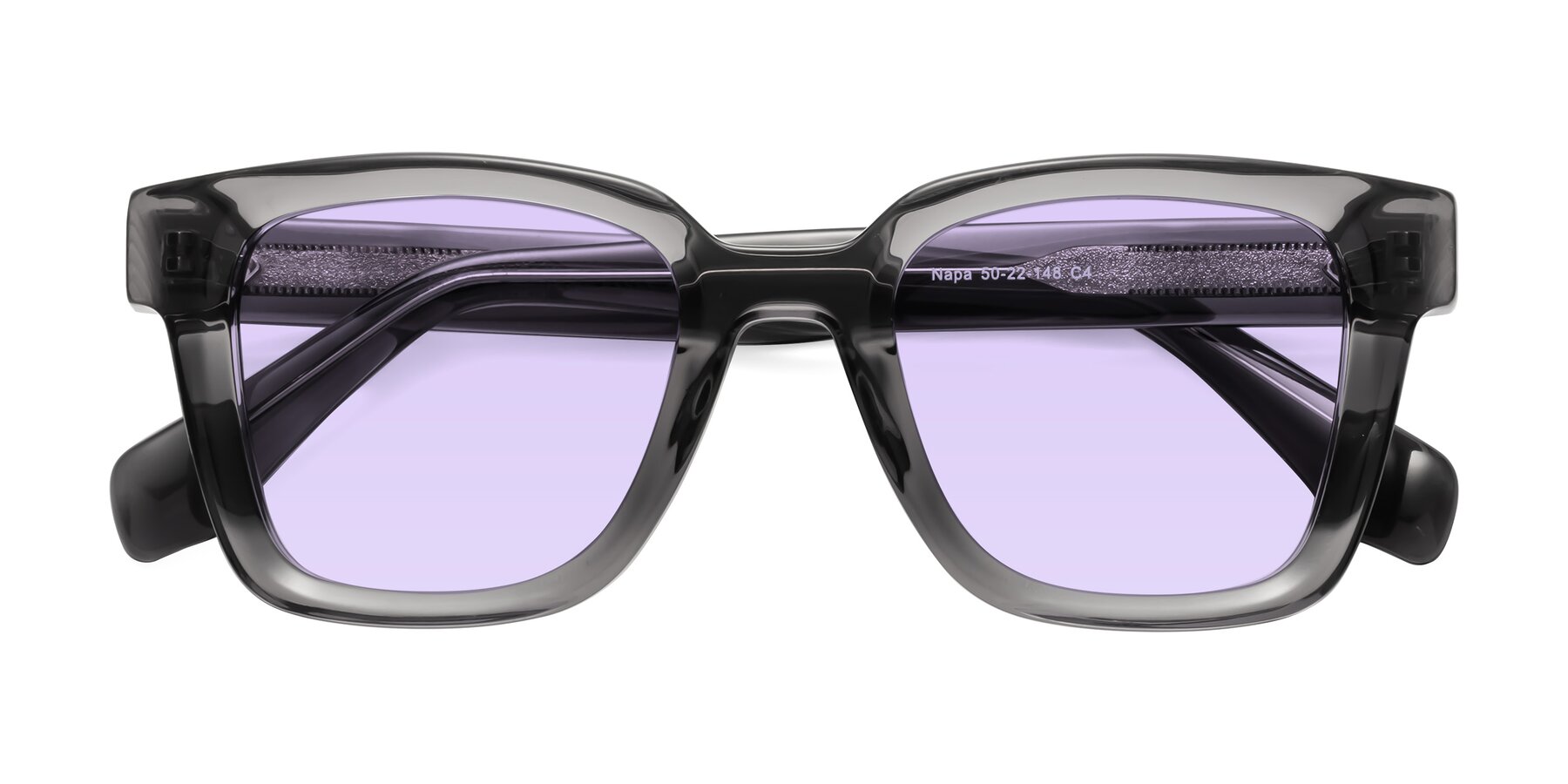 Folded Front of Napa in Translucent Gray with Light Purple Tinted Lenses