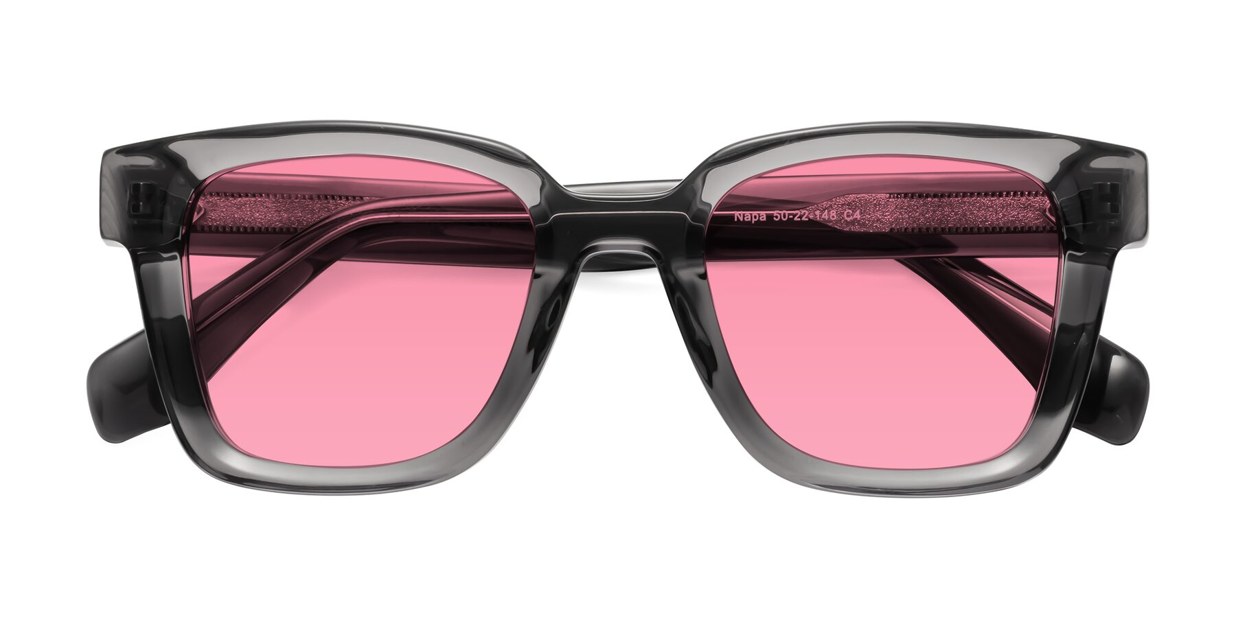 Folded Front of Napa in Translucent Gray with Pink Tinted Lenses