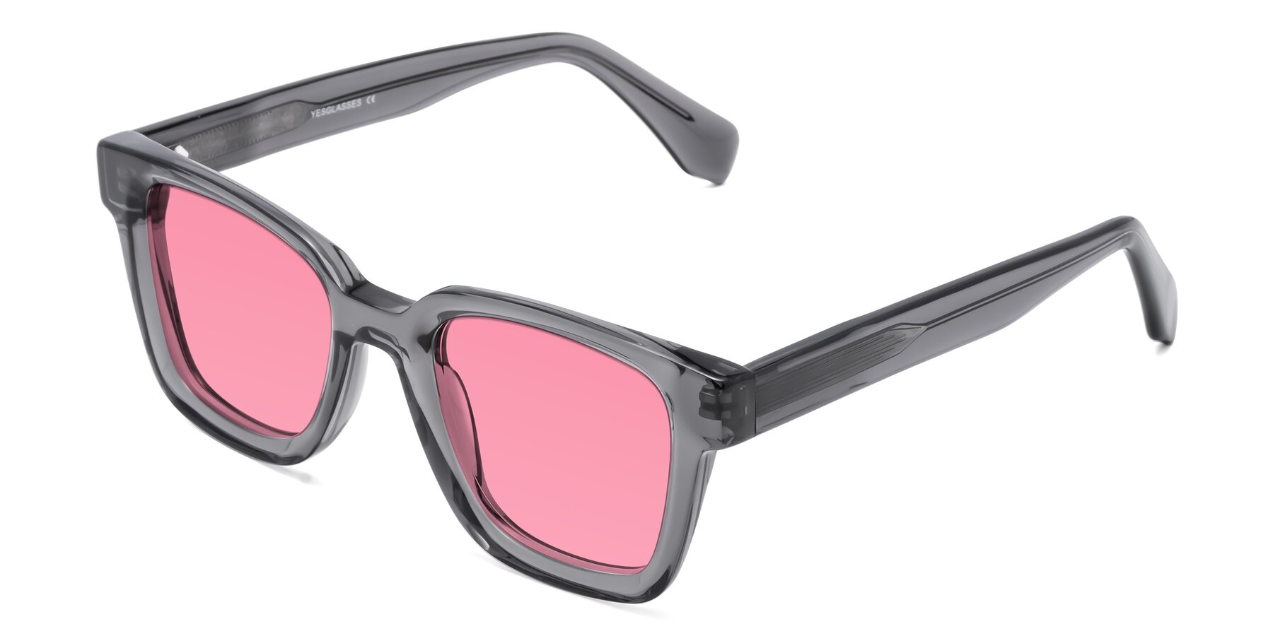 Angle of Napa in Translucent Gray with Pink Tinted Lenses