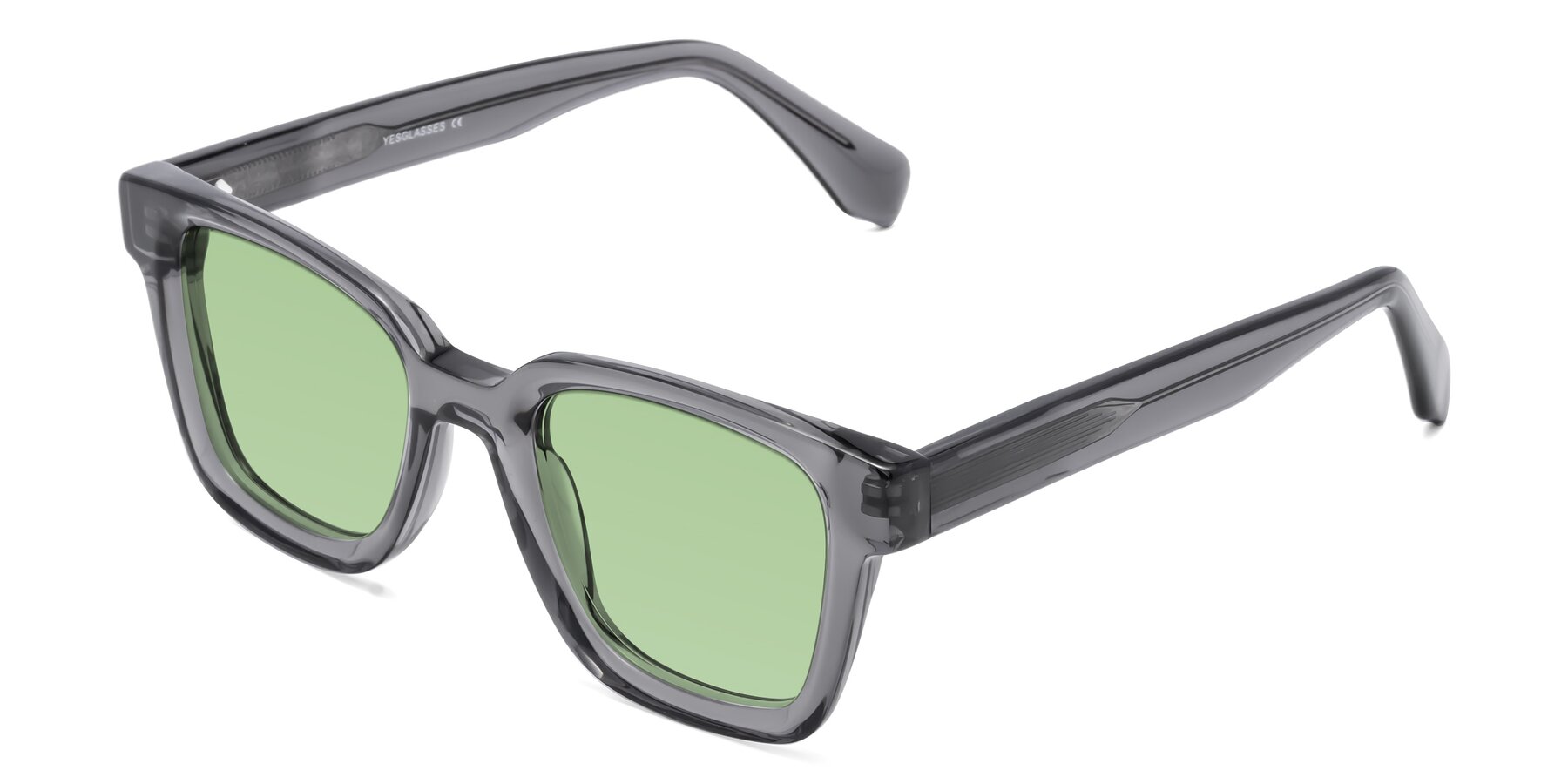 Angle of Napa in Translucent Gray with Medium Green Tinted Lenses