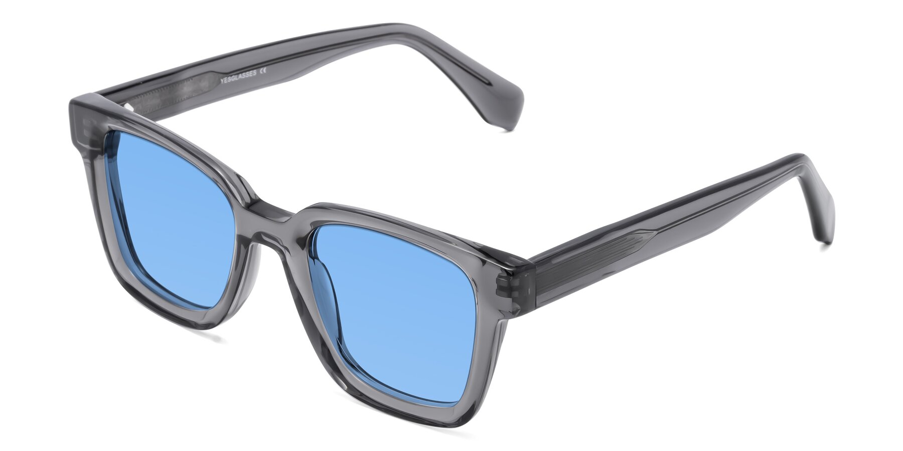 Angle of Napa in Translucent Gray with Medium Blue Tinted Lenses