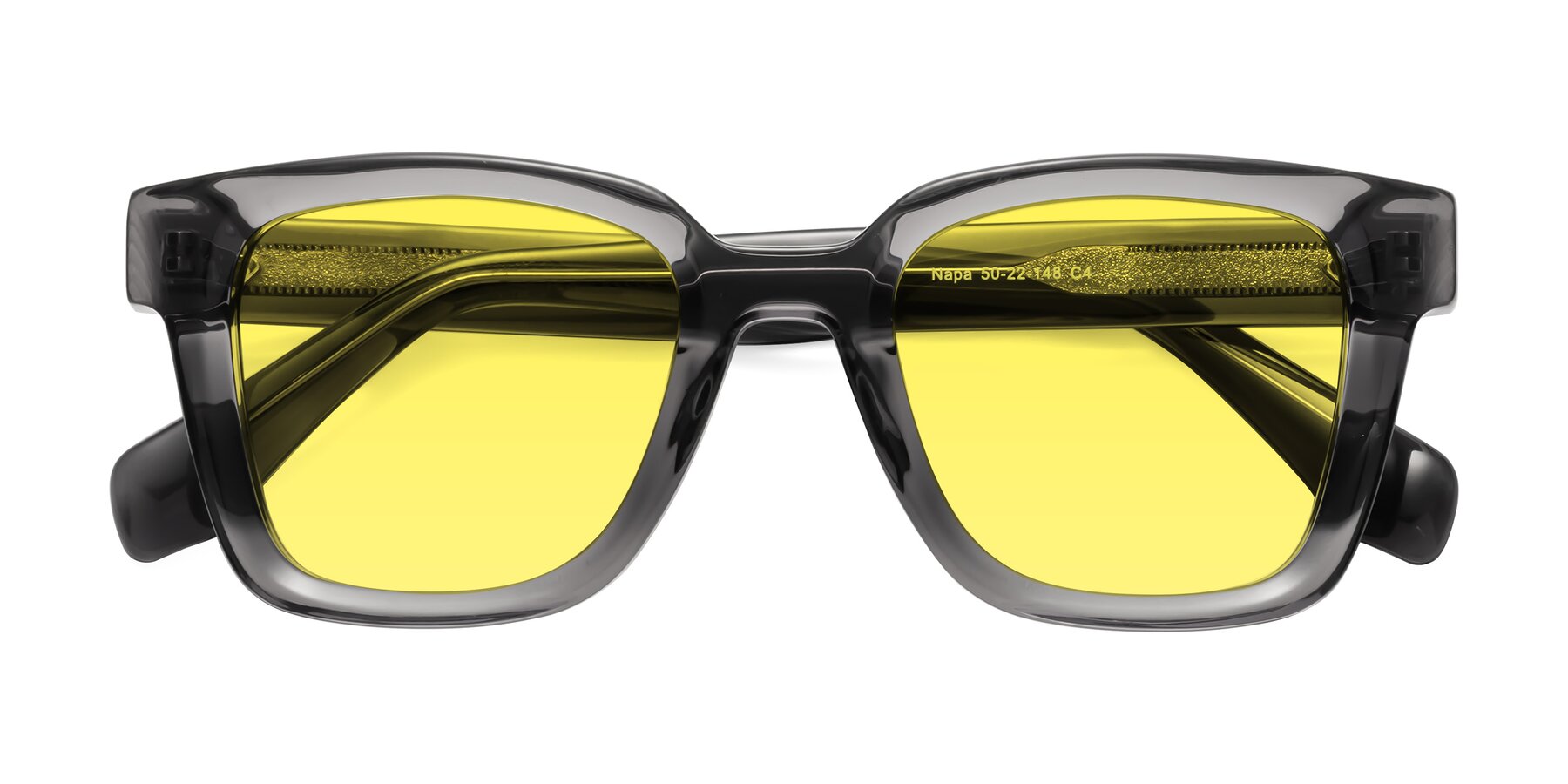 Folded Front of Napa in Translucent Gray with Medium Yellow Tinted Lenses