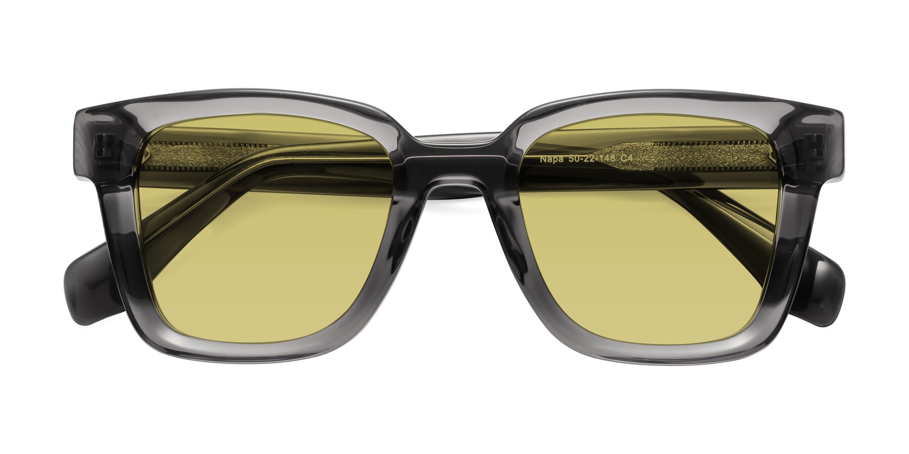 Folded Front of Napa in Translucent Gray with Medium Champagne Tinted Lenses