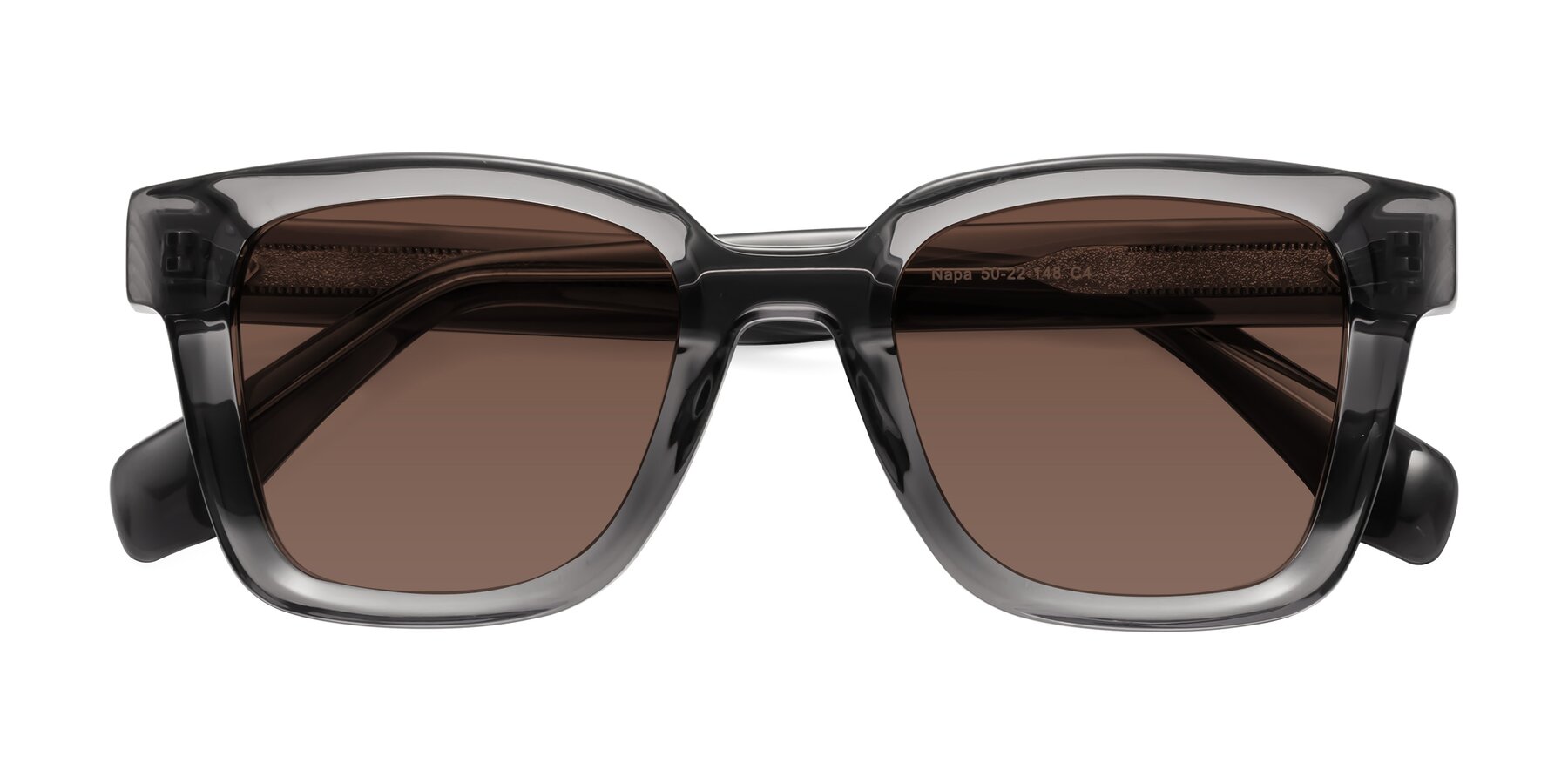 Folded Front of Napa in Translucent Gray with Brown Tinted Lenses