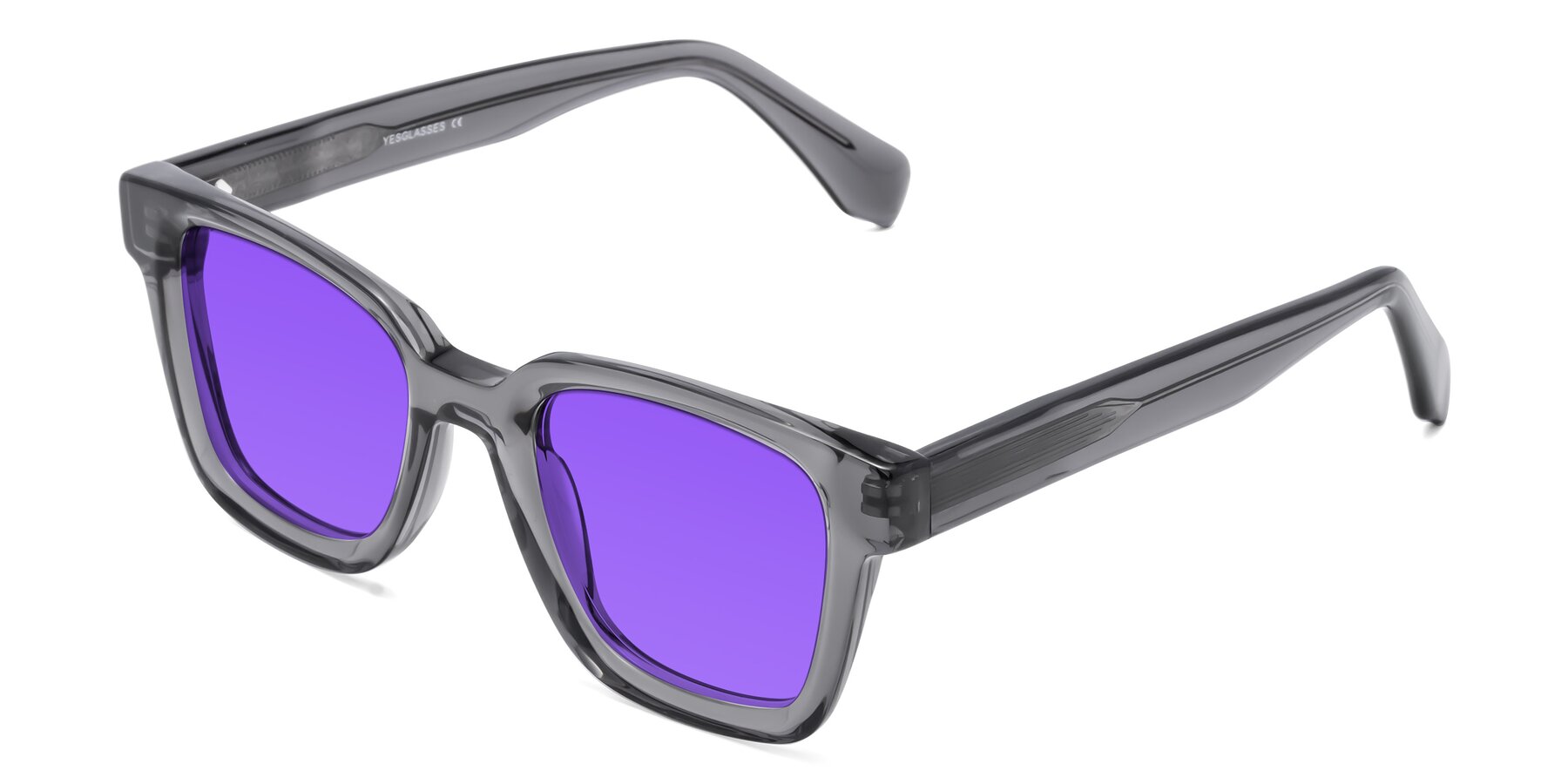 Angle of Napa in Translucent Gray with Purple Tinted Lenses