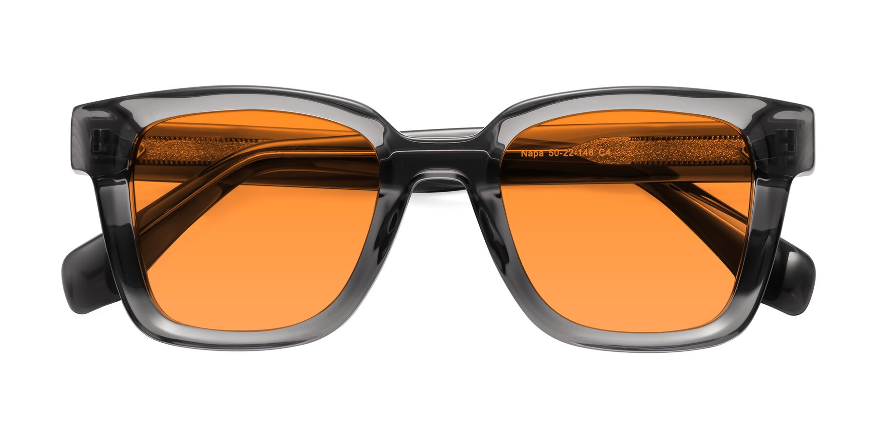 Folded Front of Napa in Translucent Gray with Orange Tinted Lenses
