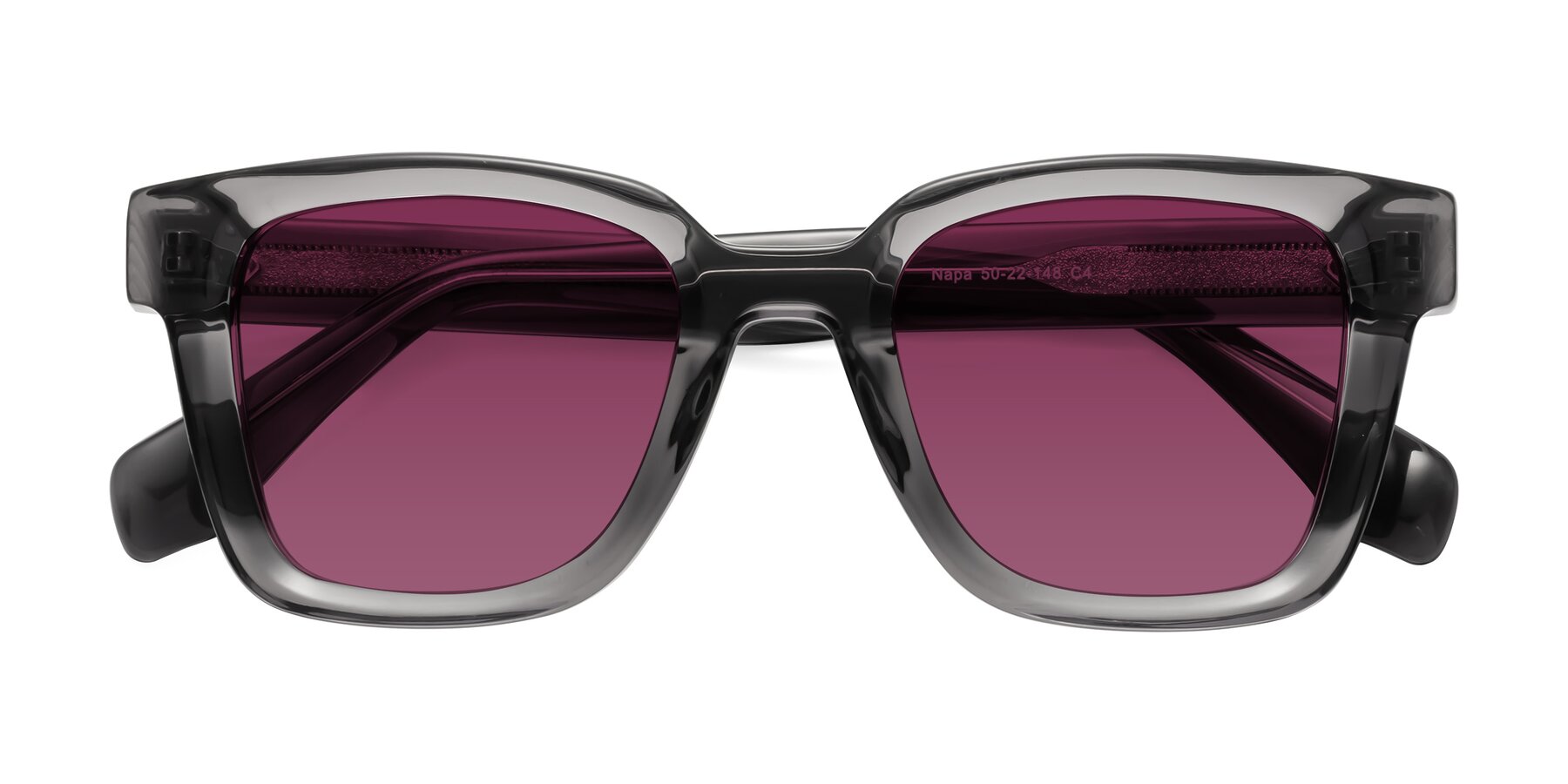 Folded Front of Napa in Translucent Gray with Wine Tinted Lenses