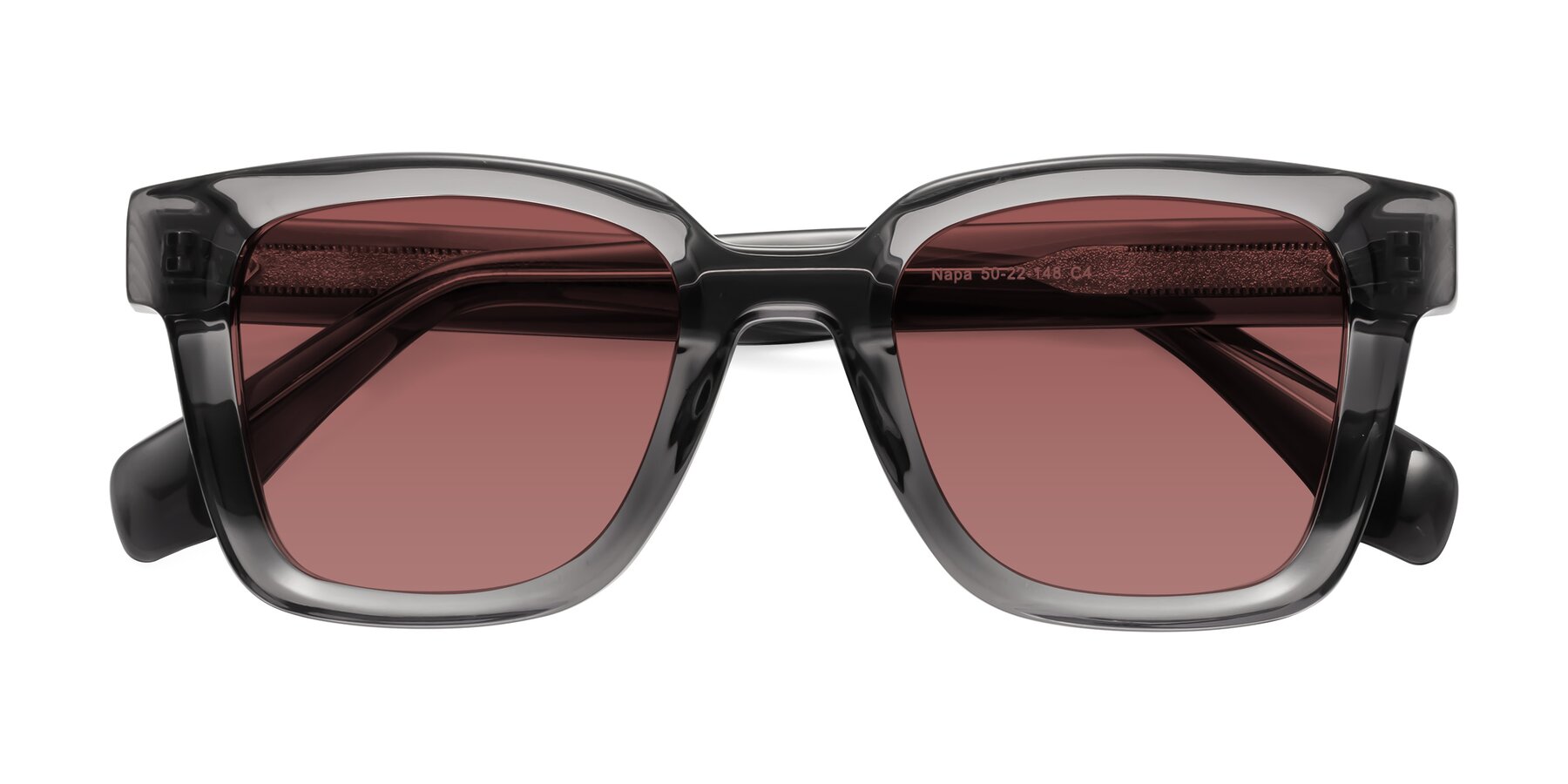 Folded Front of Napa in Translucent Gray with Garnet Tinted Lenses