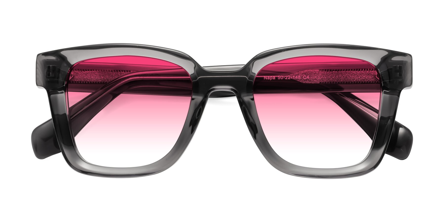 Folded Front of Napa in Translucent Gray with Pink Gradient Lenses