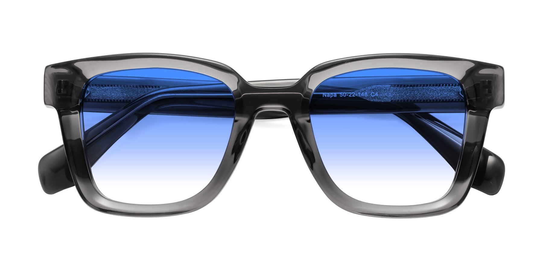 Folded Front of Napa in Translucent Gray with Blue Gradient Lenses