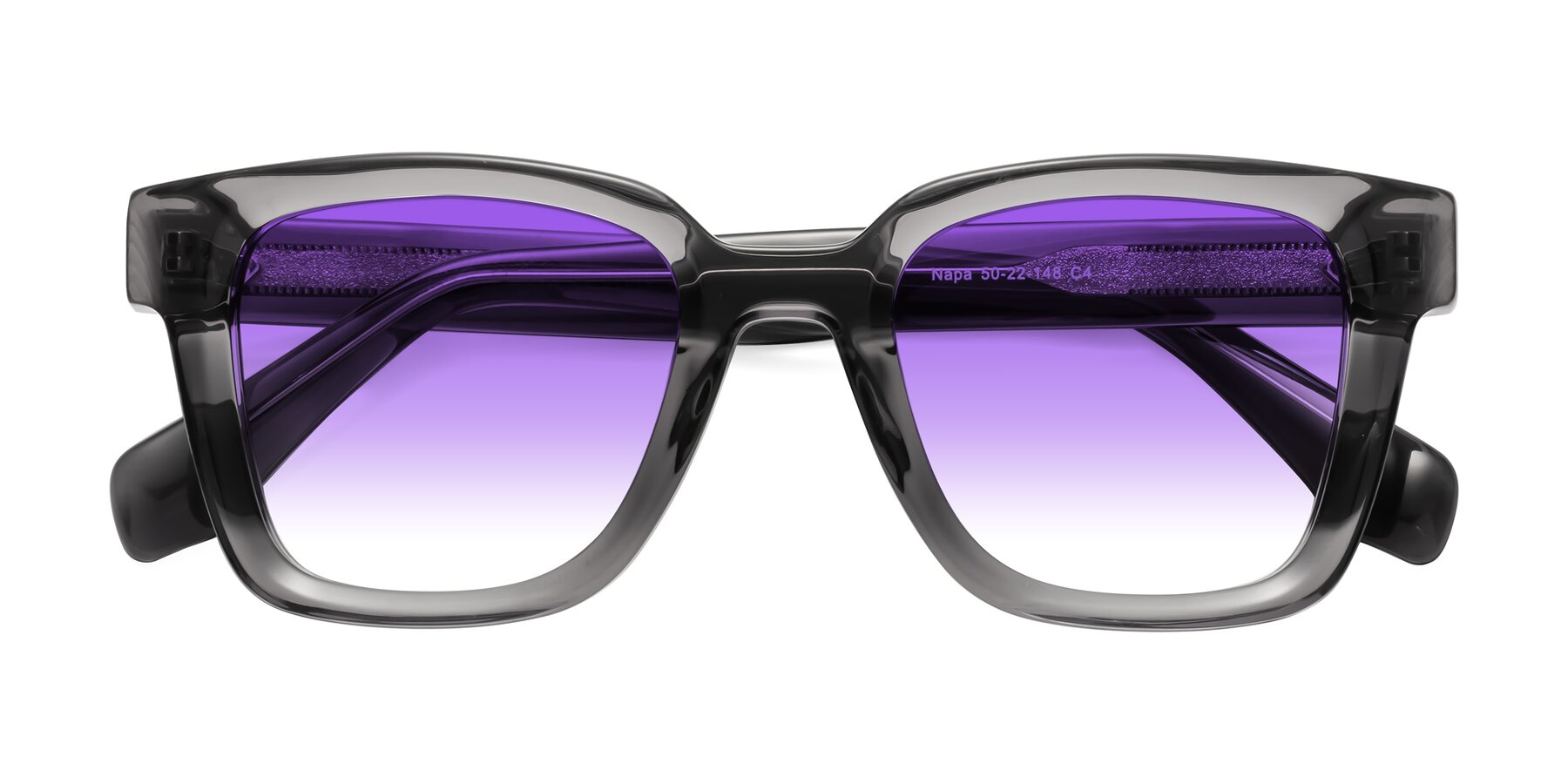 Folded Front of Napa in Translucent Gray with Purple Gradient Lenses