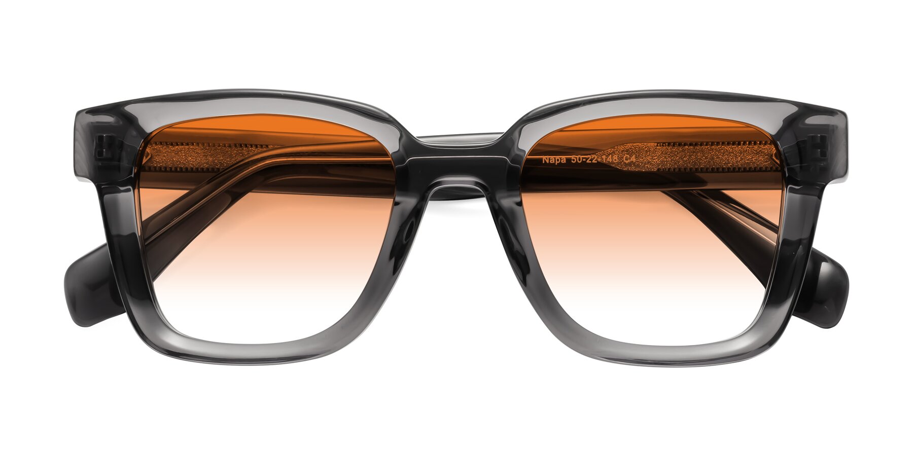 Folded Front of Napa in Translucent Gray with Orange Gradient Lenses