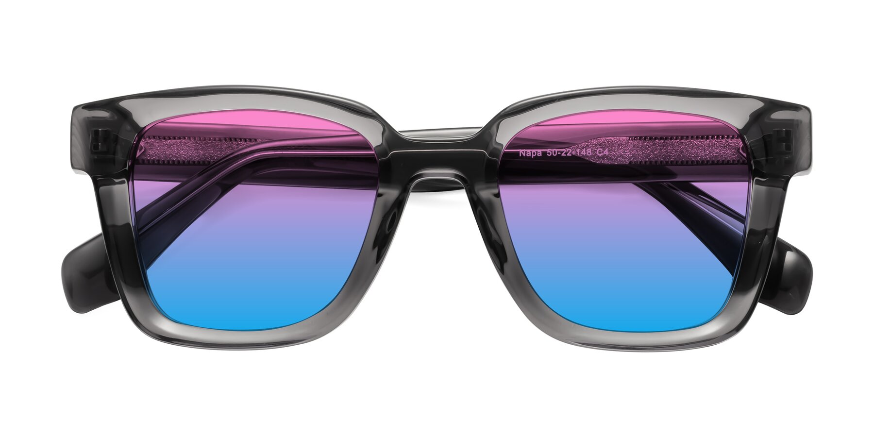Folded Front of Napa in Translucent Gray with Pink / Blue Gradient Lenses