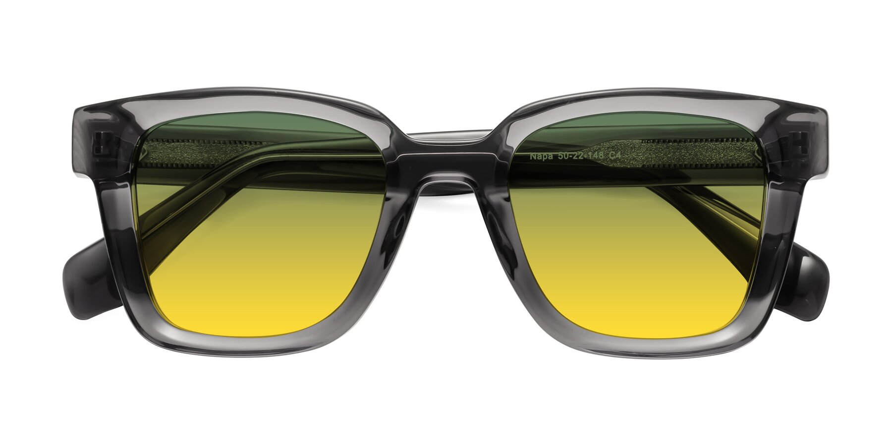 Folded Front of Napa in Translucent Gray with Green / Yellow Gradient Lenses