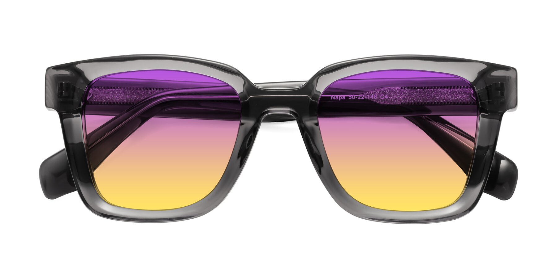 Folded Front of Napa in Translucent Gray with Purple / Yellow Gradient Lenses